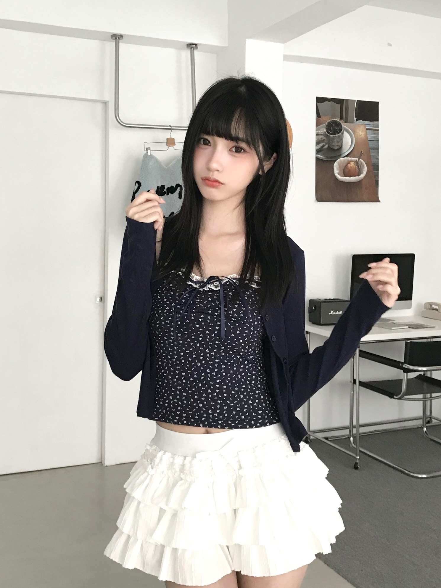 𝑷𝒐𝒏𝒚𝒐 碎花綁帶+罩衫兩件式