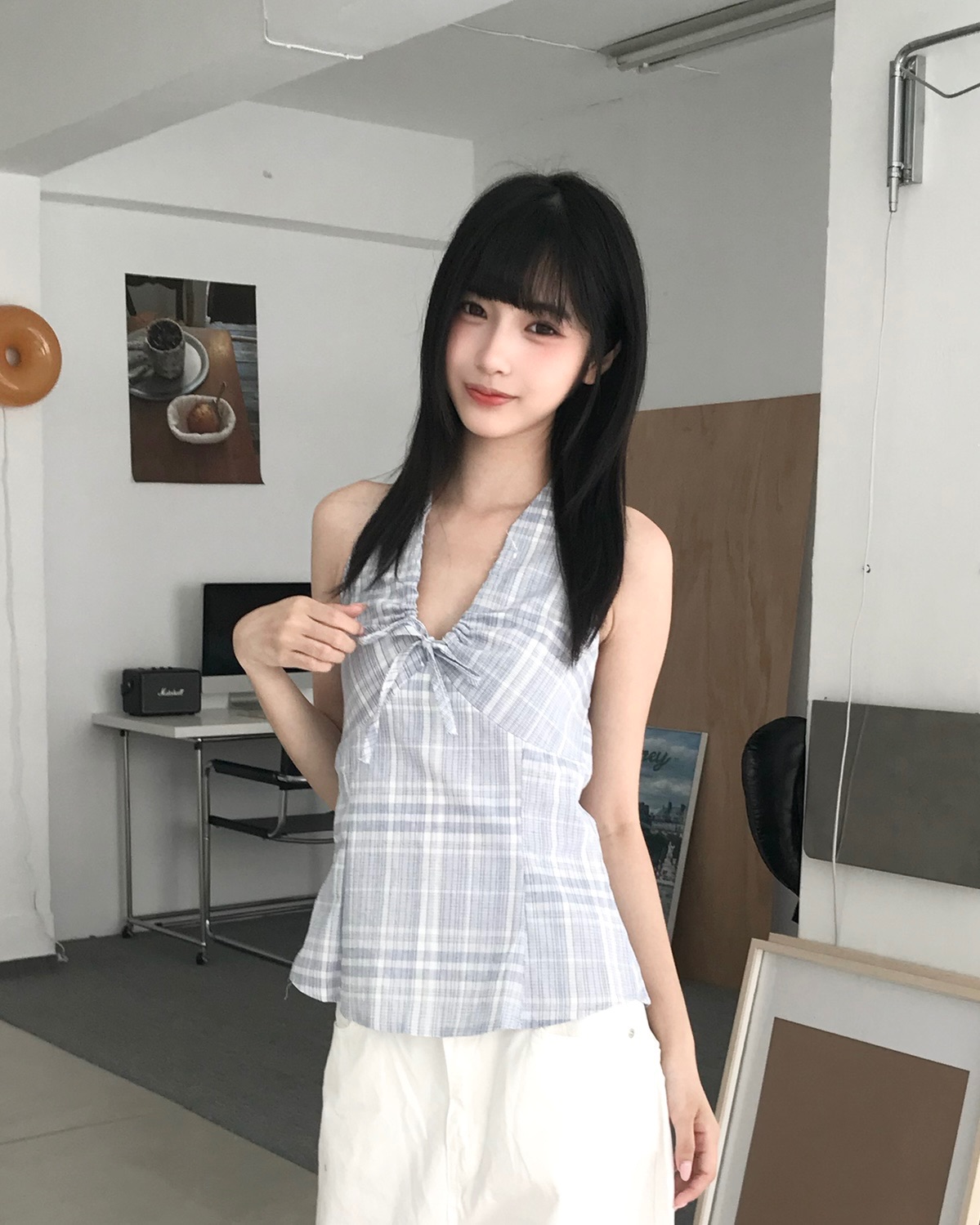 𝑷𝒐𝒏𝒚𝒐 小清新🤍韓系格紋綁帶掛脖