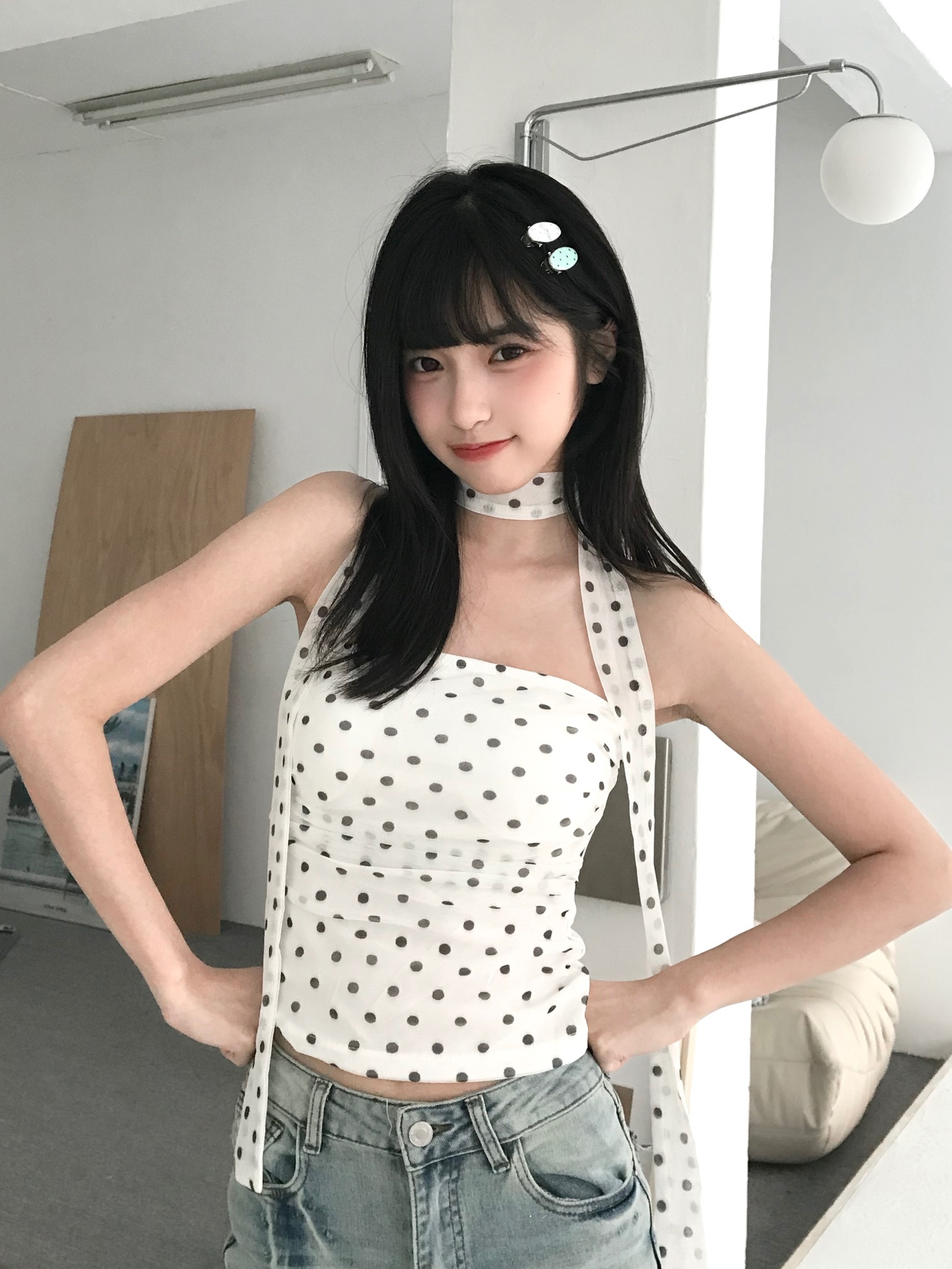 𝑷𝒐𝒏𝒚𝒐 送掛脖!! 網紗波點胸墊平口背心