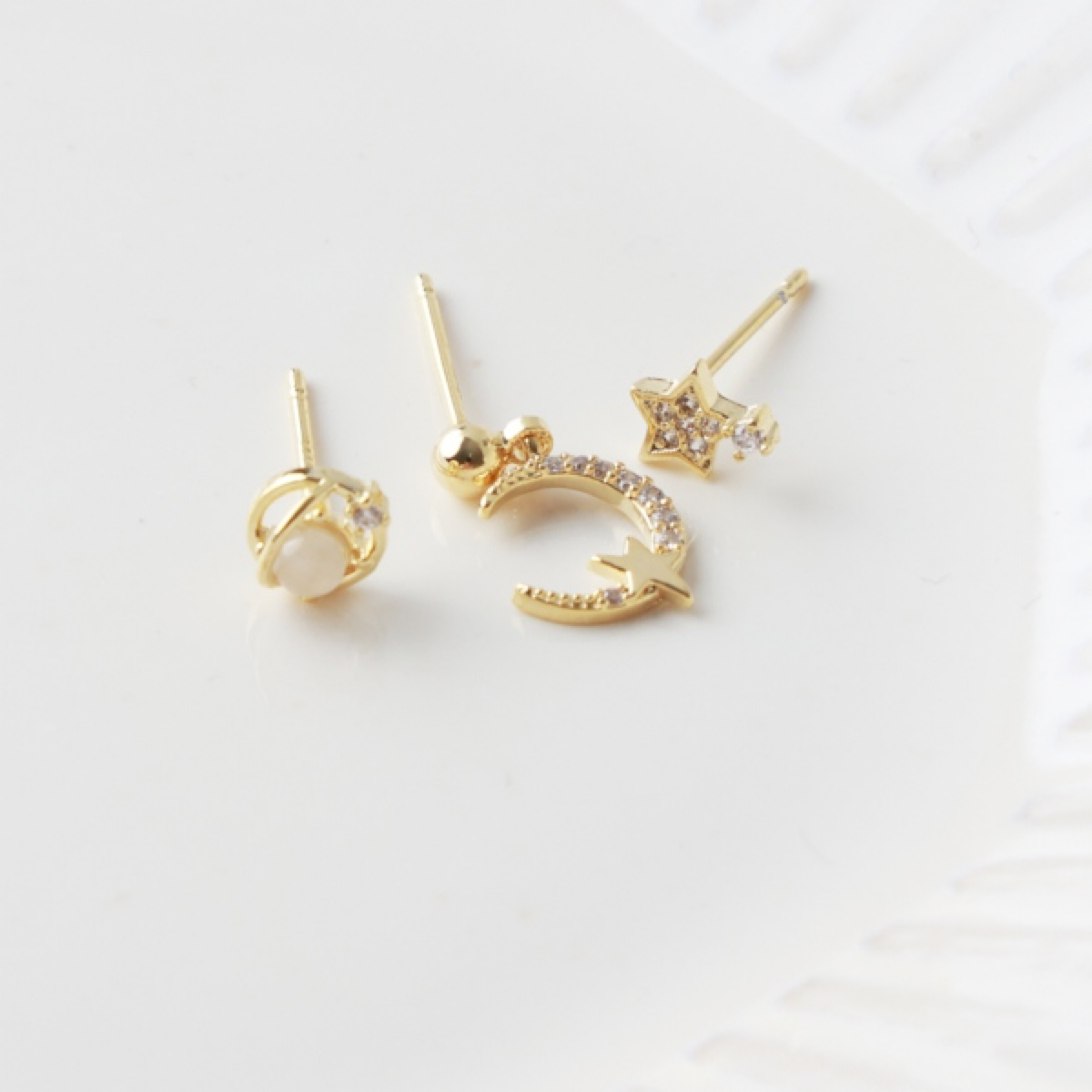 七星拱月耳環/925銀針
