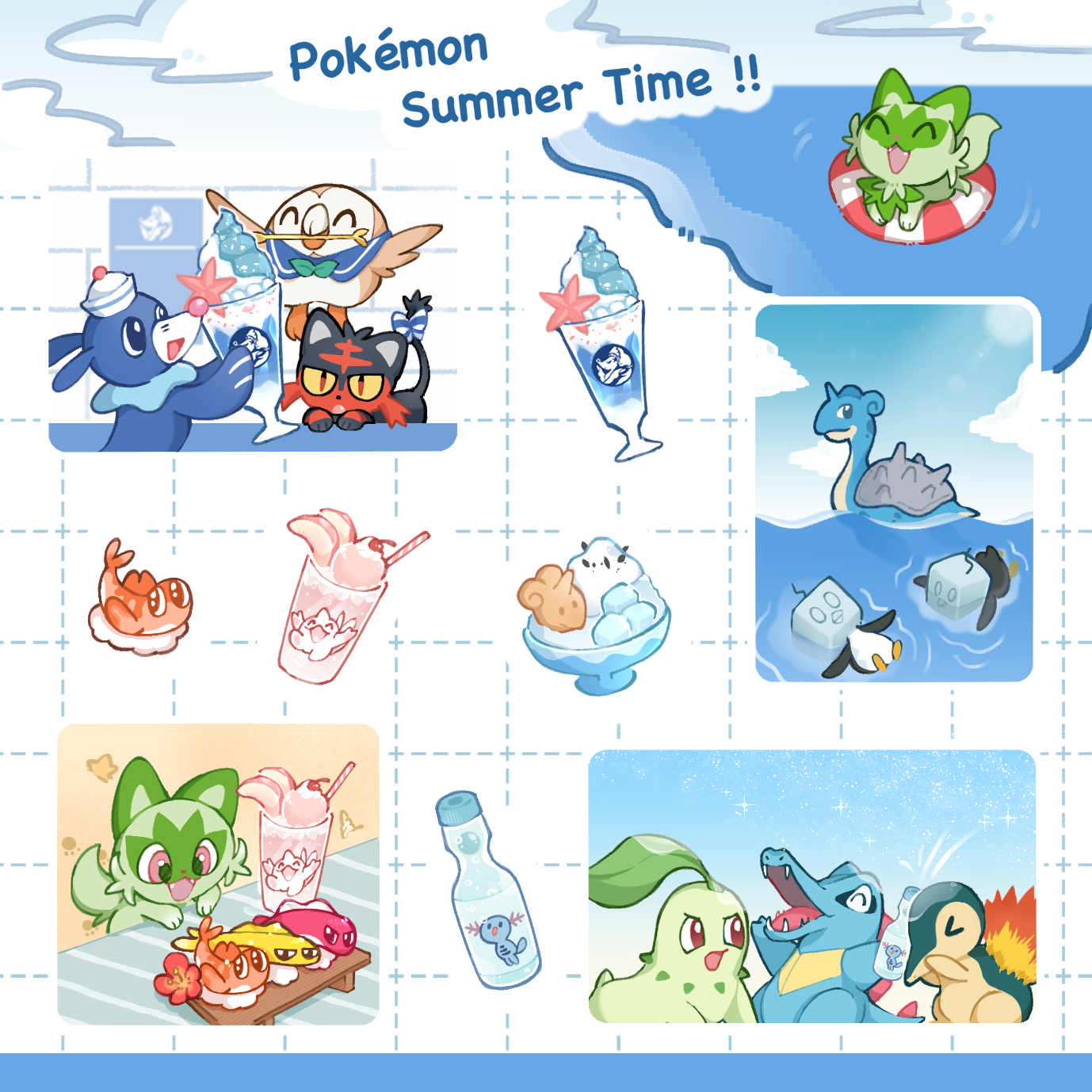 夏日戲水貼紙