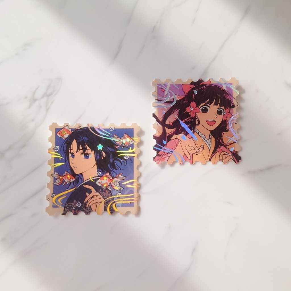 《原創》坂系列女子燙金/銀郵票貼紙組