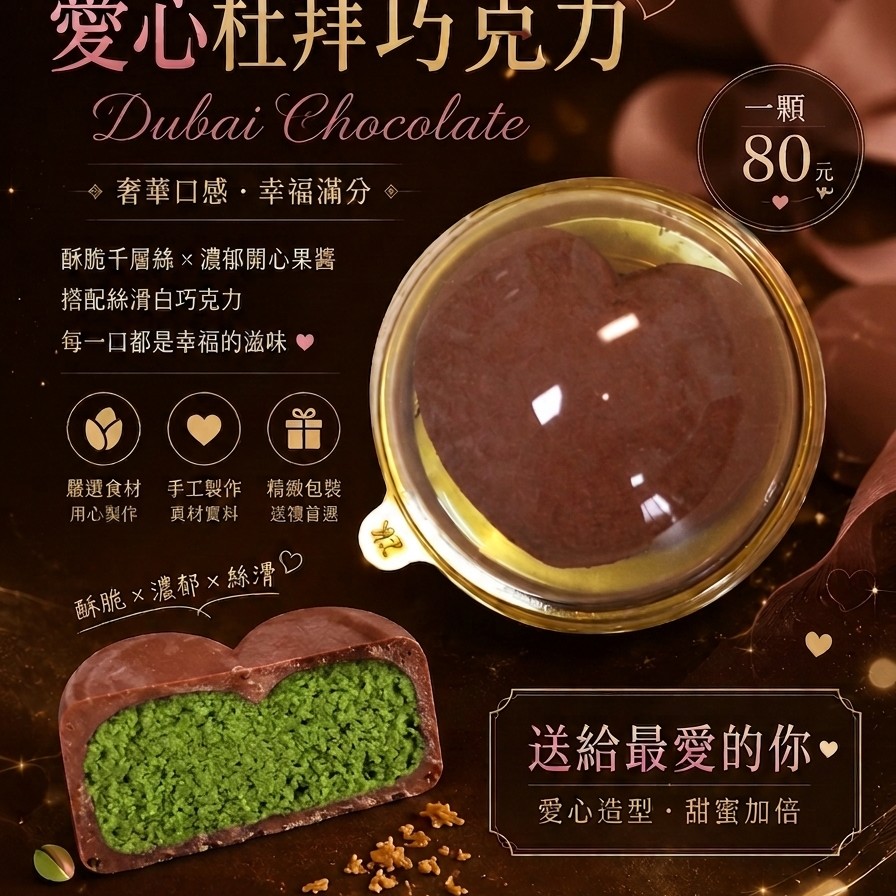 愛心杜拜巧克力Q餅