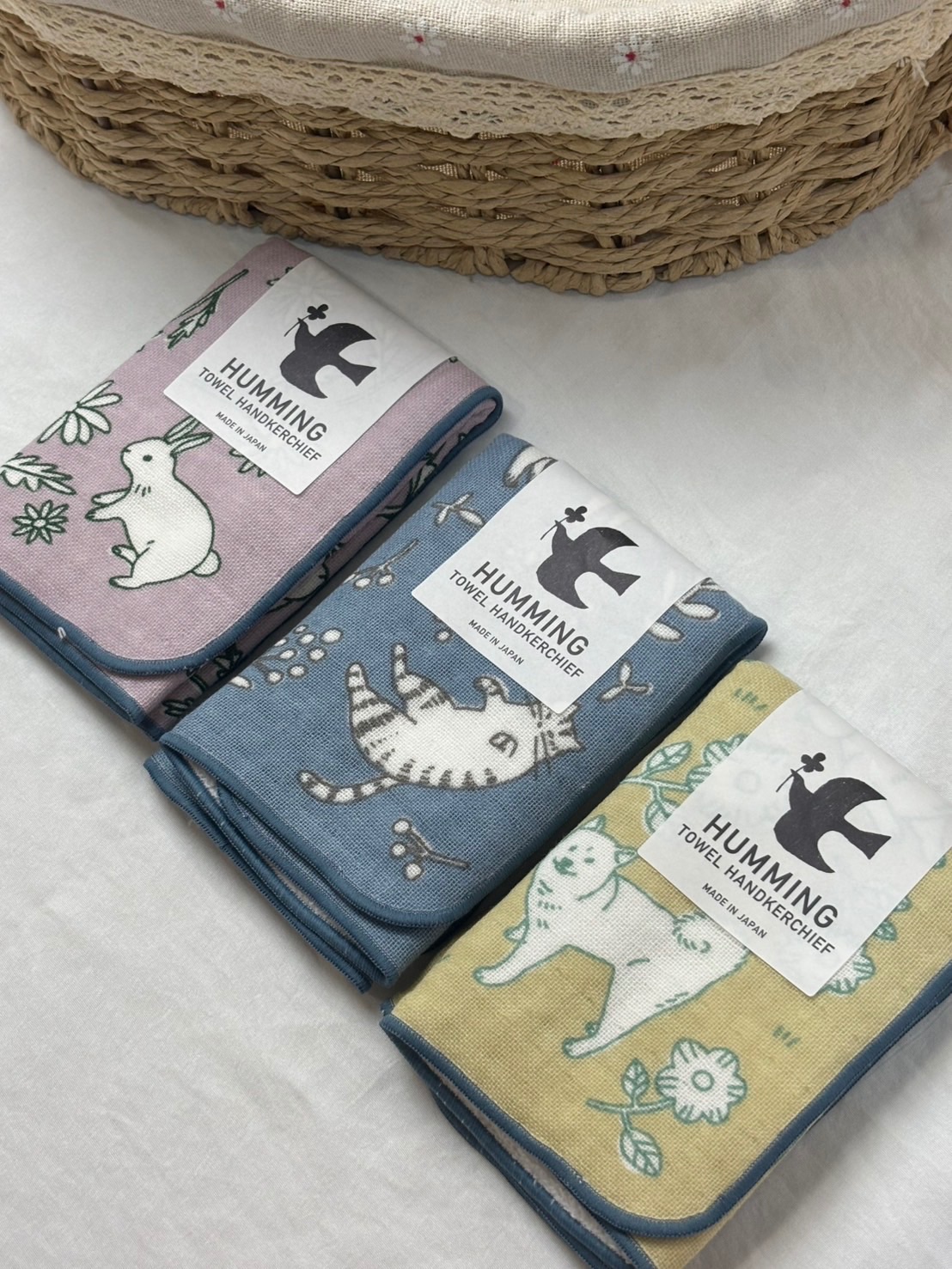 日本🇯🇵Humming 動物刺繡紗布手帕巾