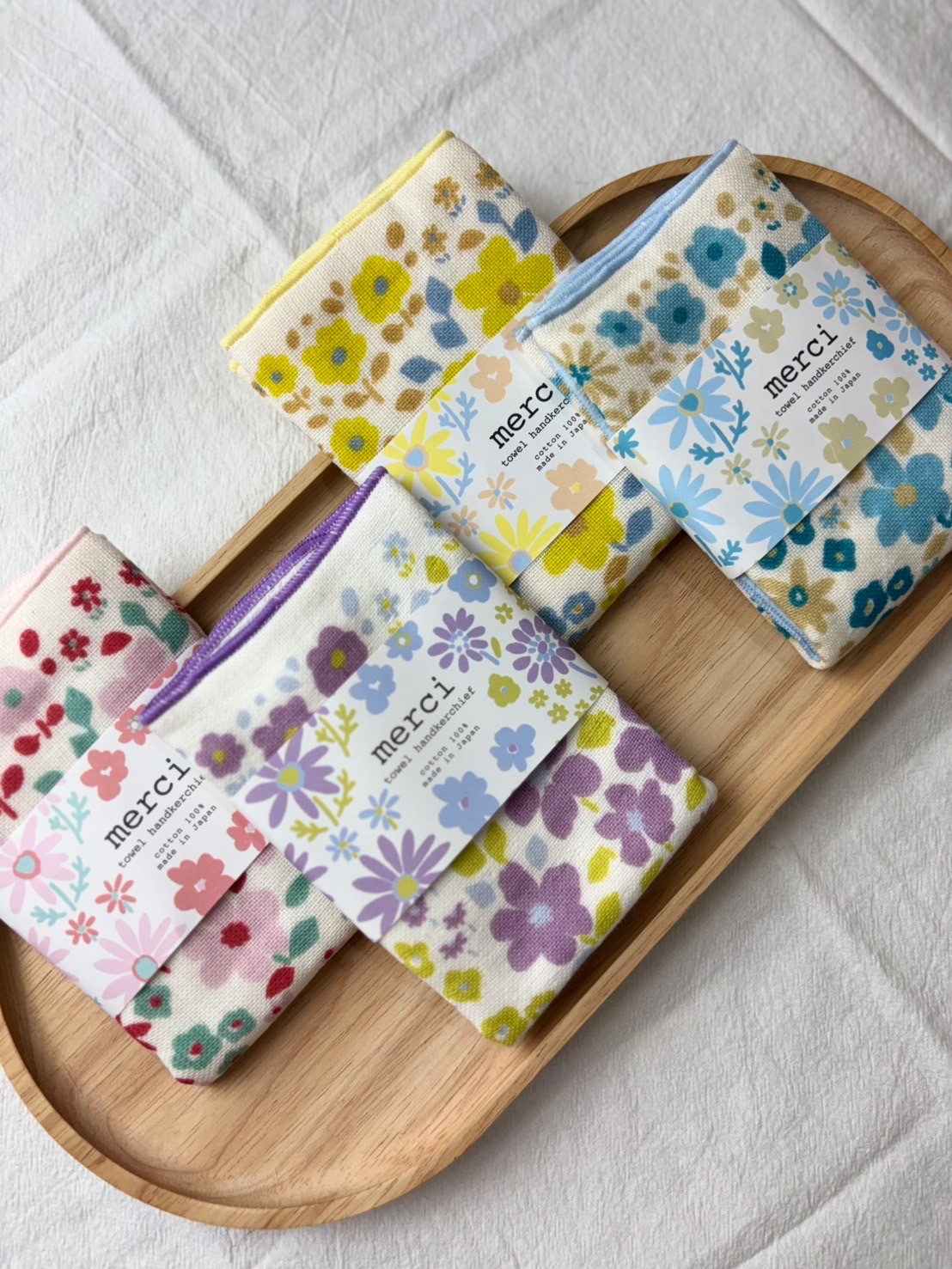 日本製merci 花朵純棉手帕巾🌼