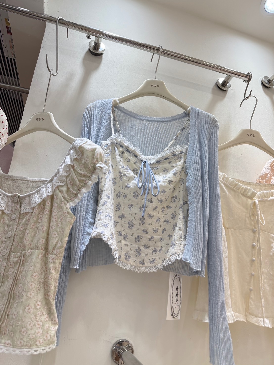 #3620 花花背心+小罩衫兩件式套裝（3色）