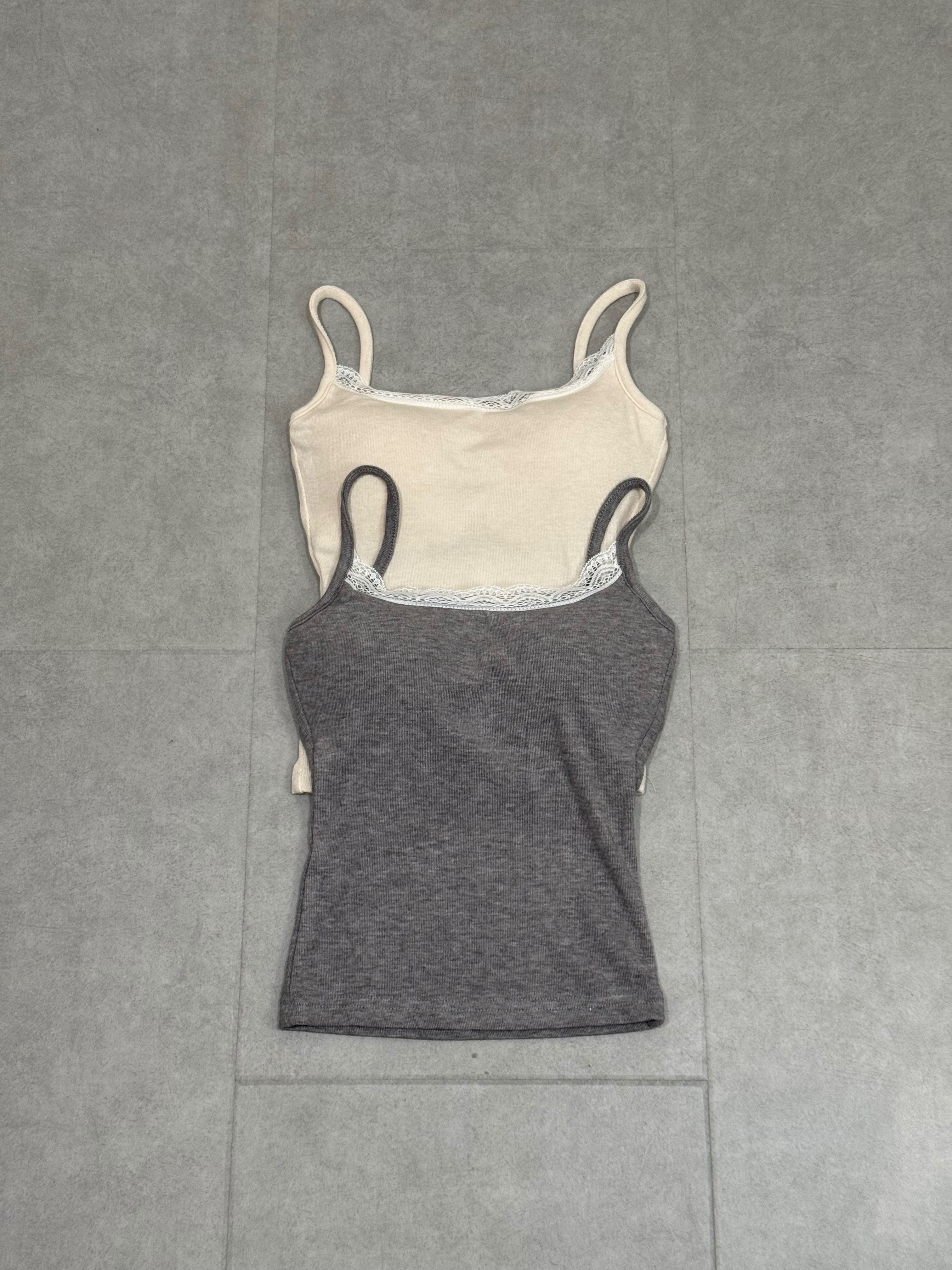 B04 | French Lace蕾絲滾邊細肩Bra top （2 colors）