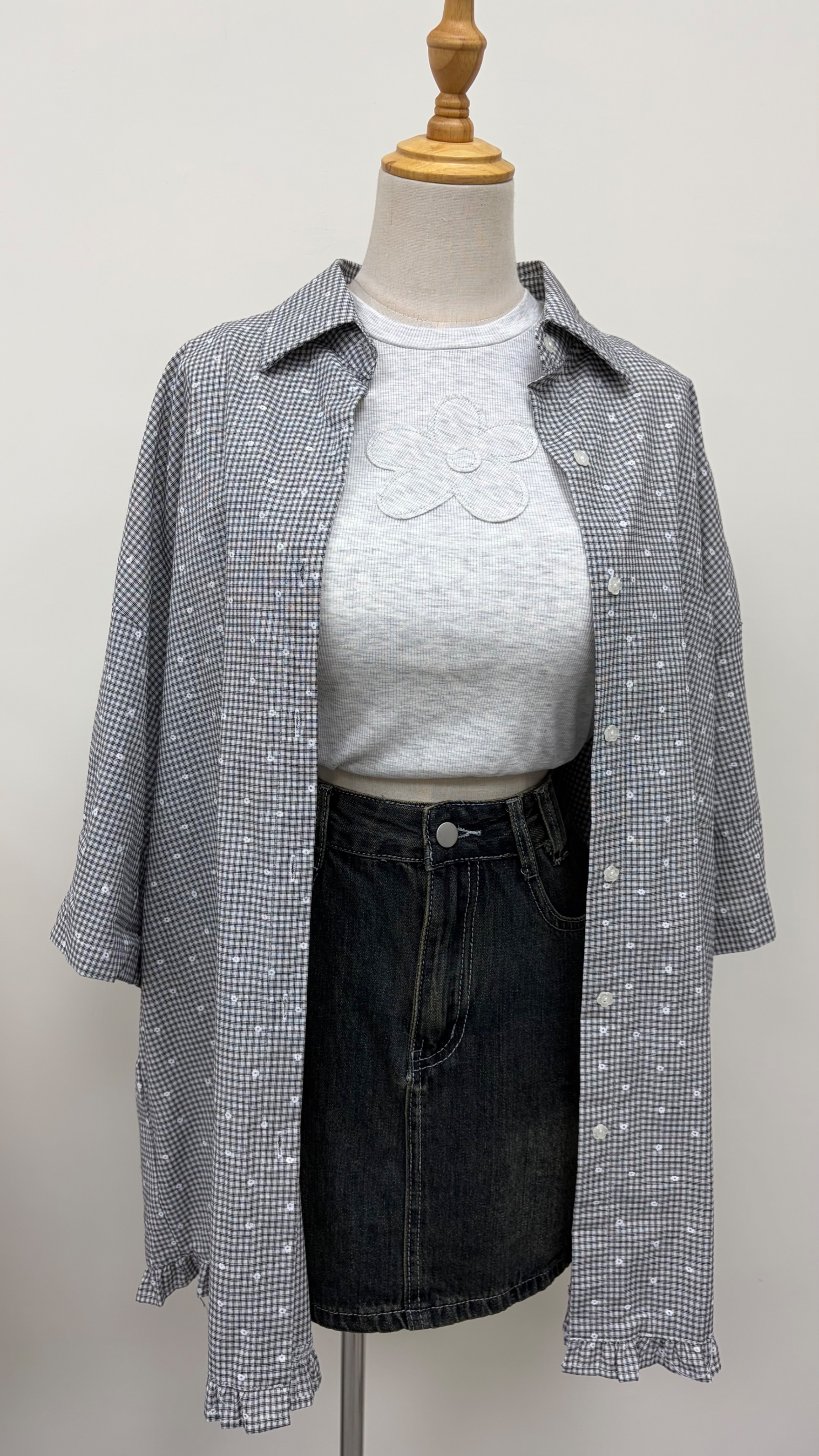 立體花花刺繡棉質短tee