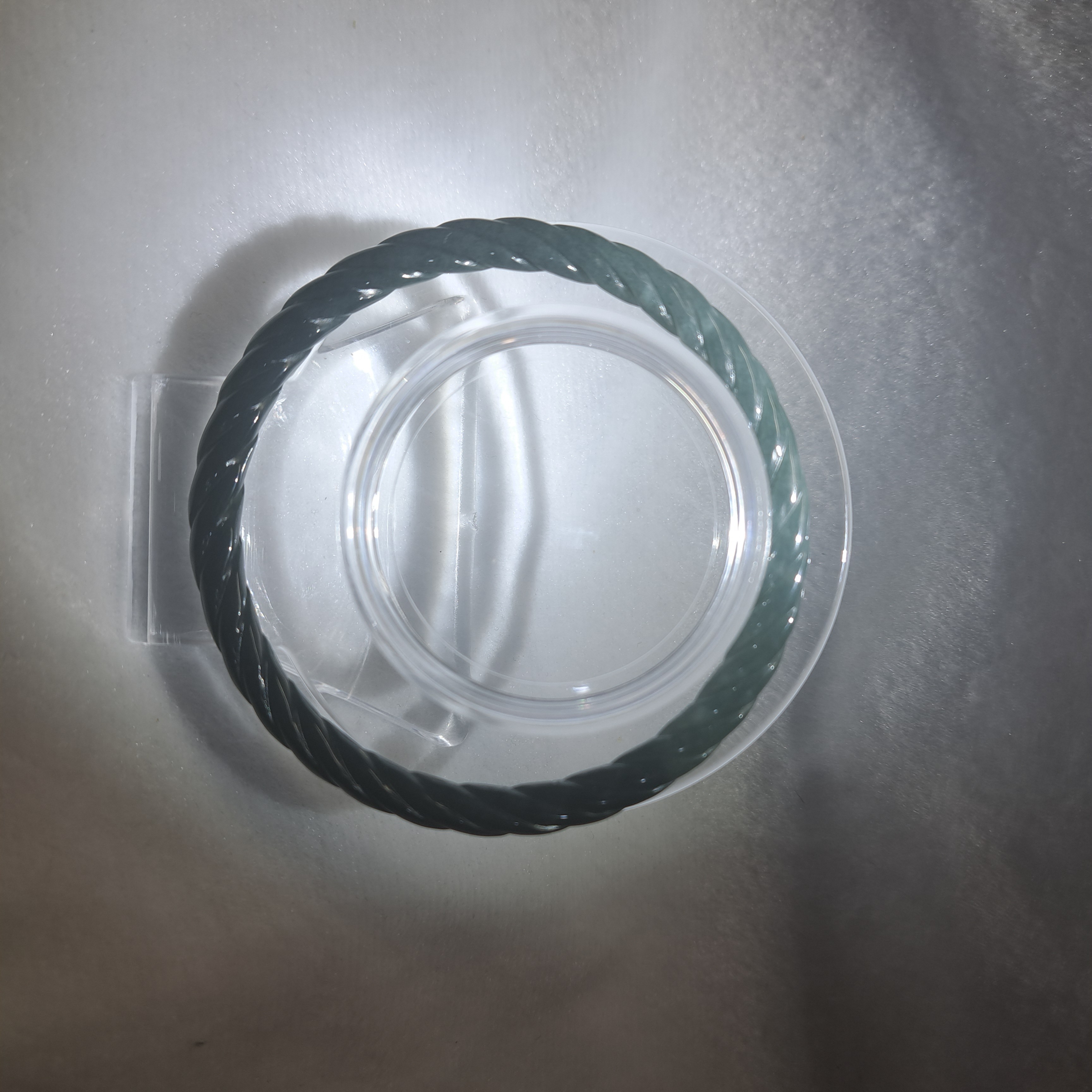 63.8圈口 天然A貨瓜料翡翠（附陸證） 半山水麻花叮噹鐲 