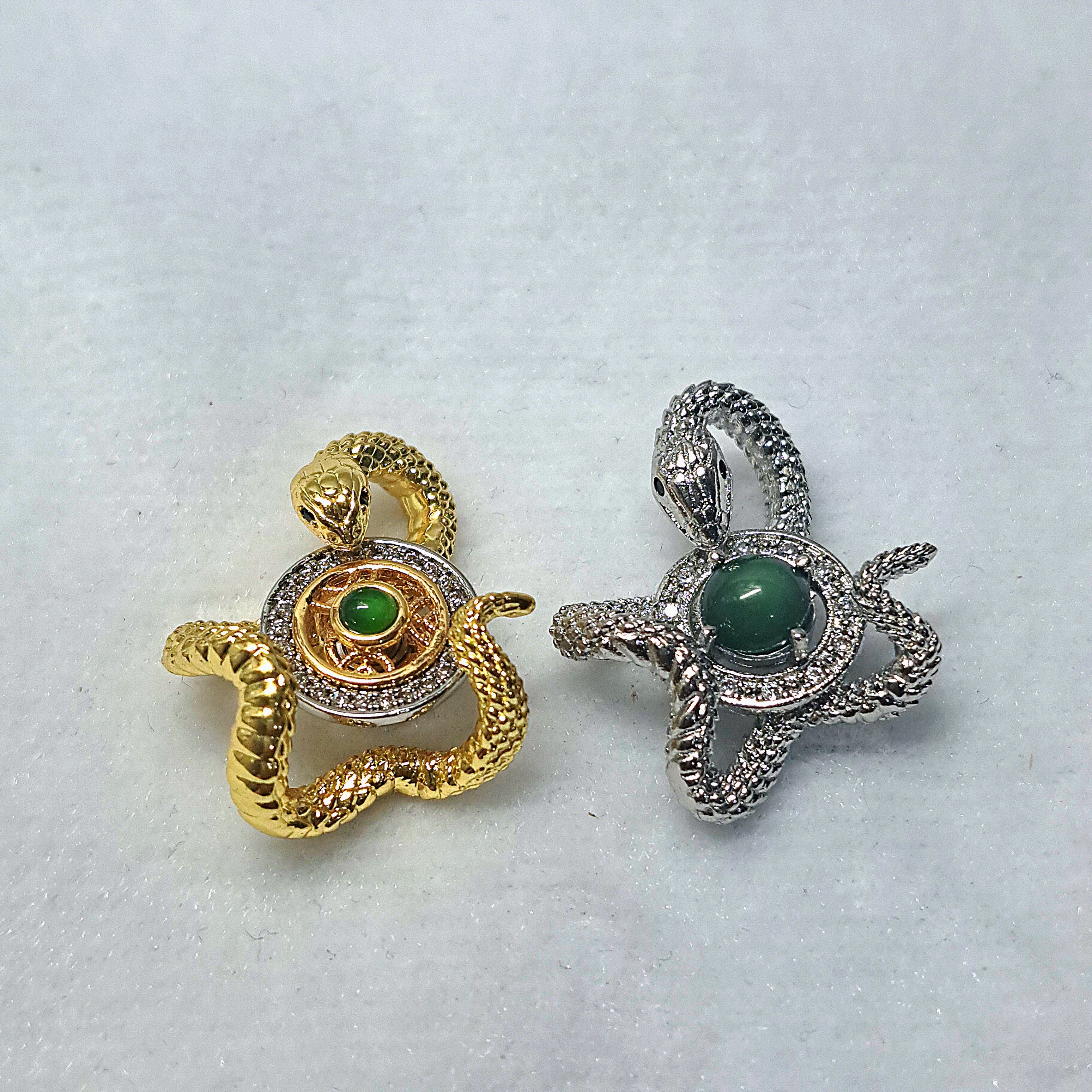 🐍天然A貨瓜料翡翠。蛇蛇時來運轉吊墜
