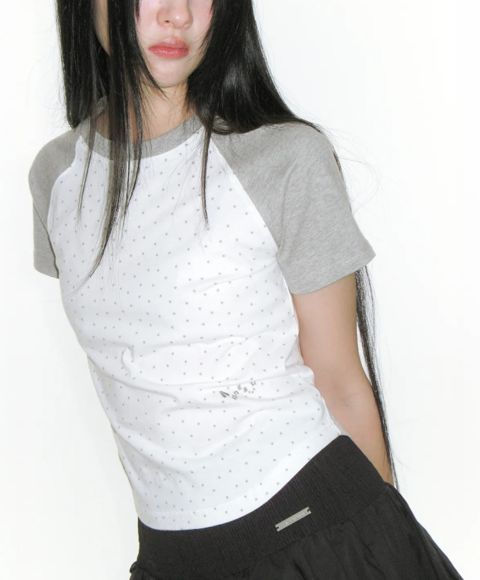 AMES💫TWINKLE RAGLAN CROP TEE 3color