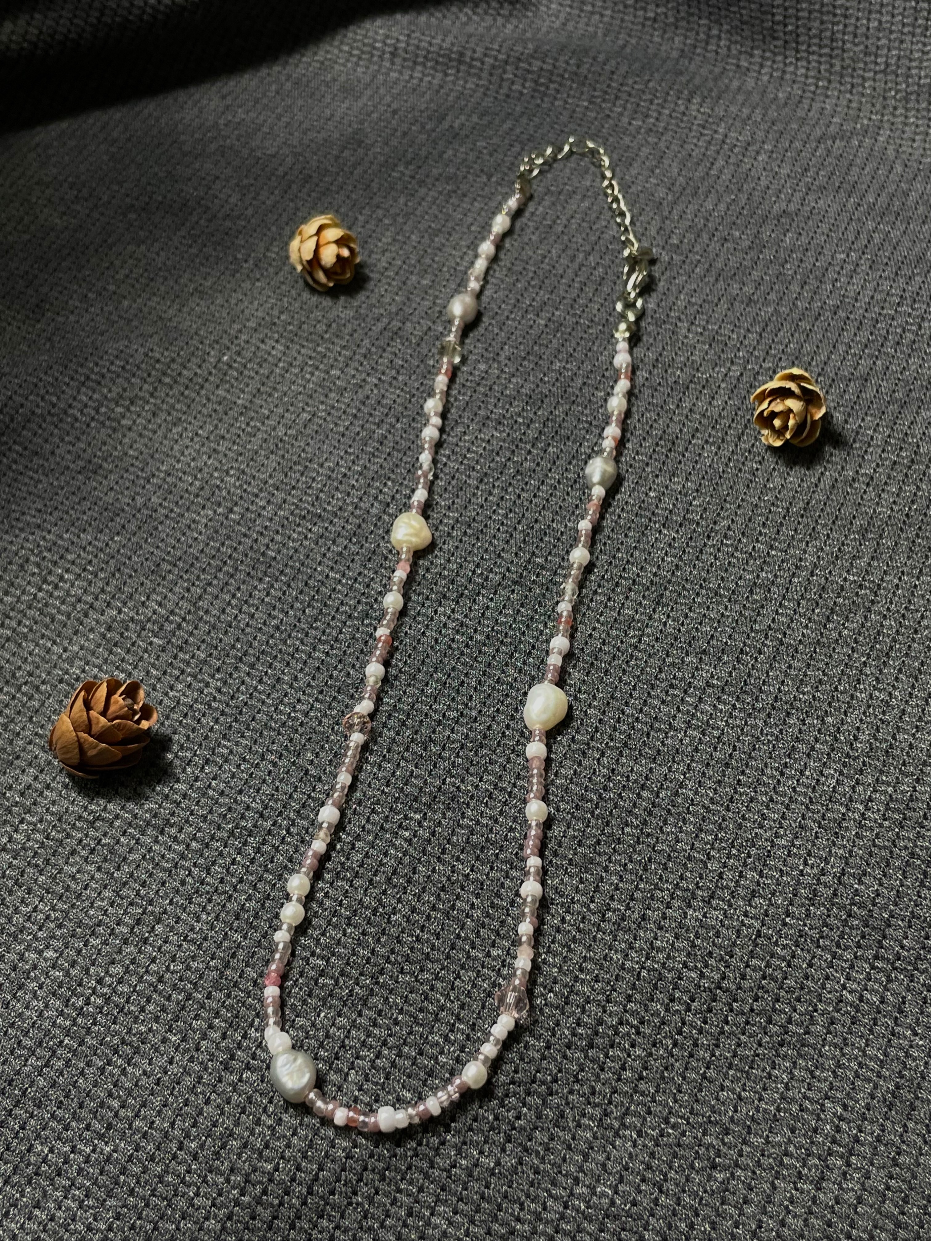 浪漫na ♡⃛⋆⁺ 粉灰質感珍珠兩用項鍊