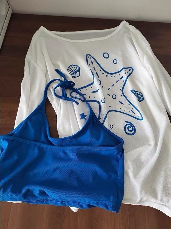 ꒰夏日海星藍色防曬套裝꒱背心+罩衫