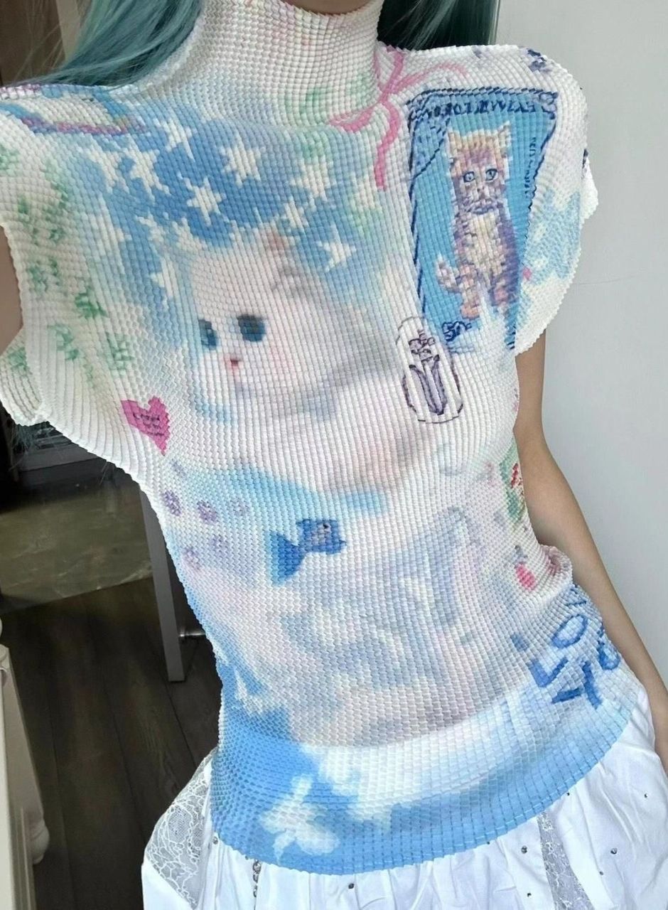 ꒰鬼馬特別星星貓咪褶皺上衣꒱