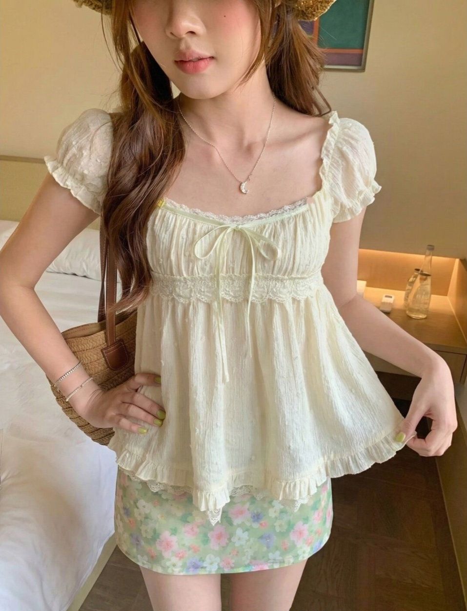 ꒰韓系甜美花園夏日約會套裝꒱上衣+短裙