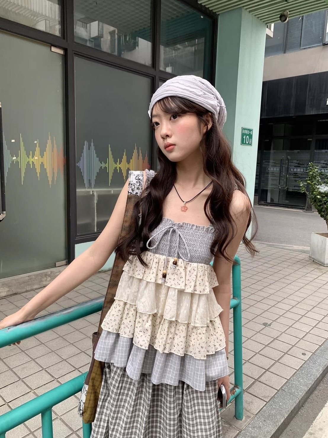 ꒰韓系復古民族風碎花拼接吊帶上衣꒱