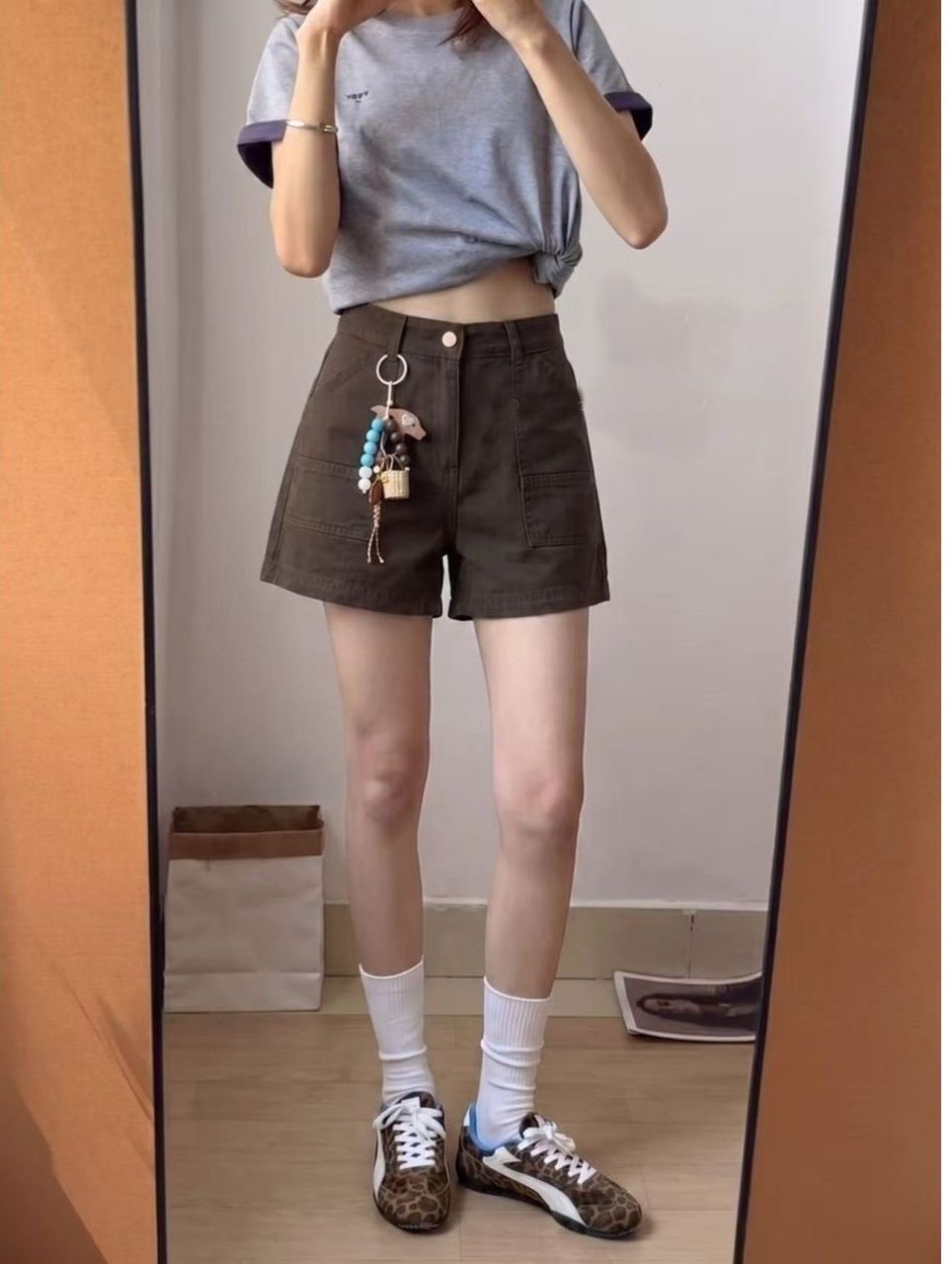 ꒰美式復古咖啡色牛仔短褲꒱