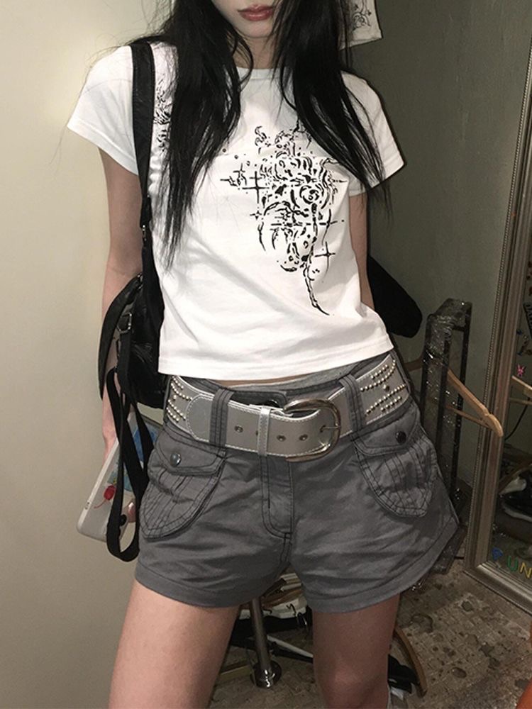 ꒰美式復古灰色工裝短褲꒱
