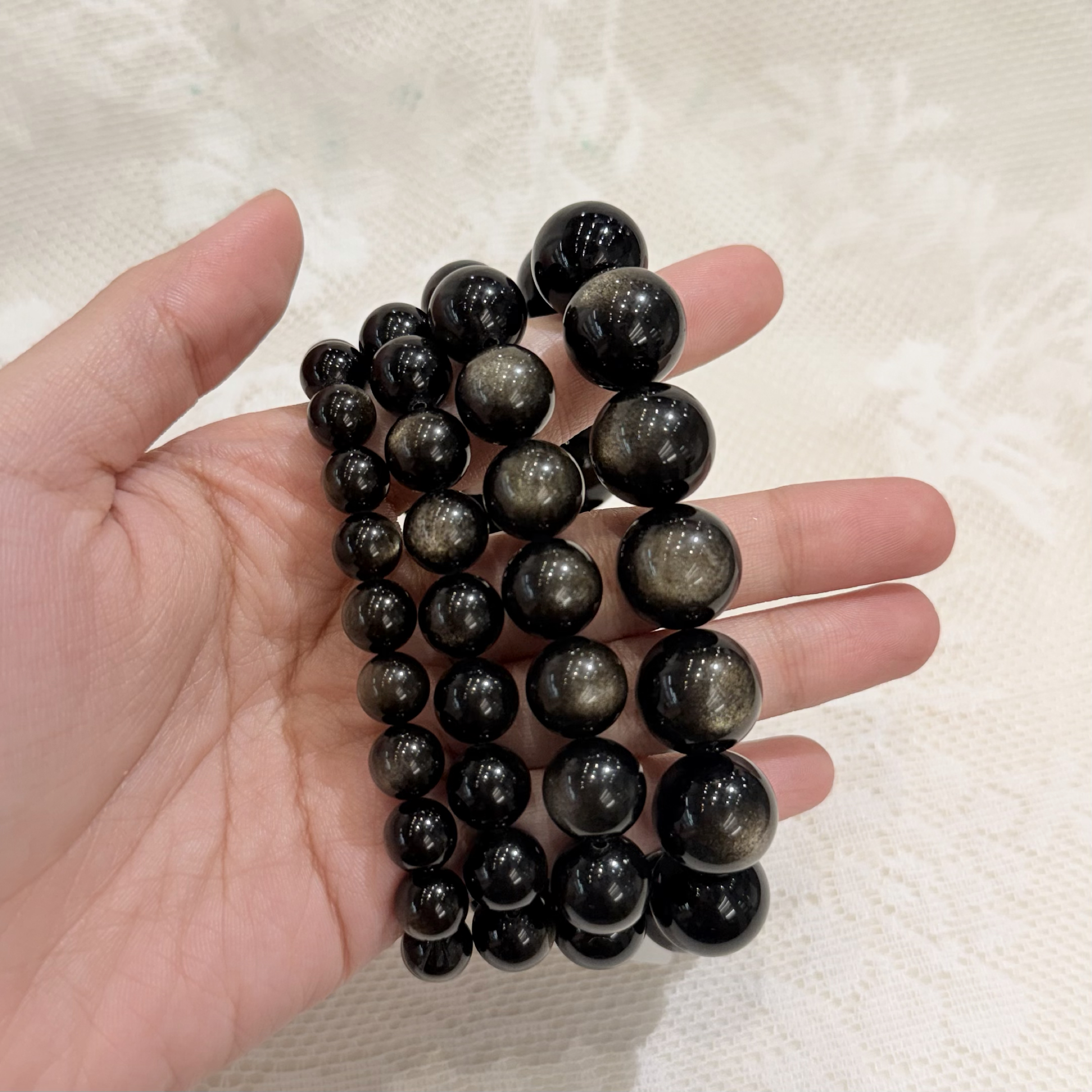 手鏈｜金沙黑曜石