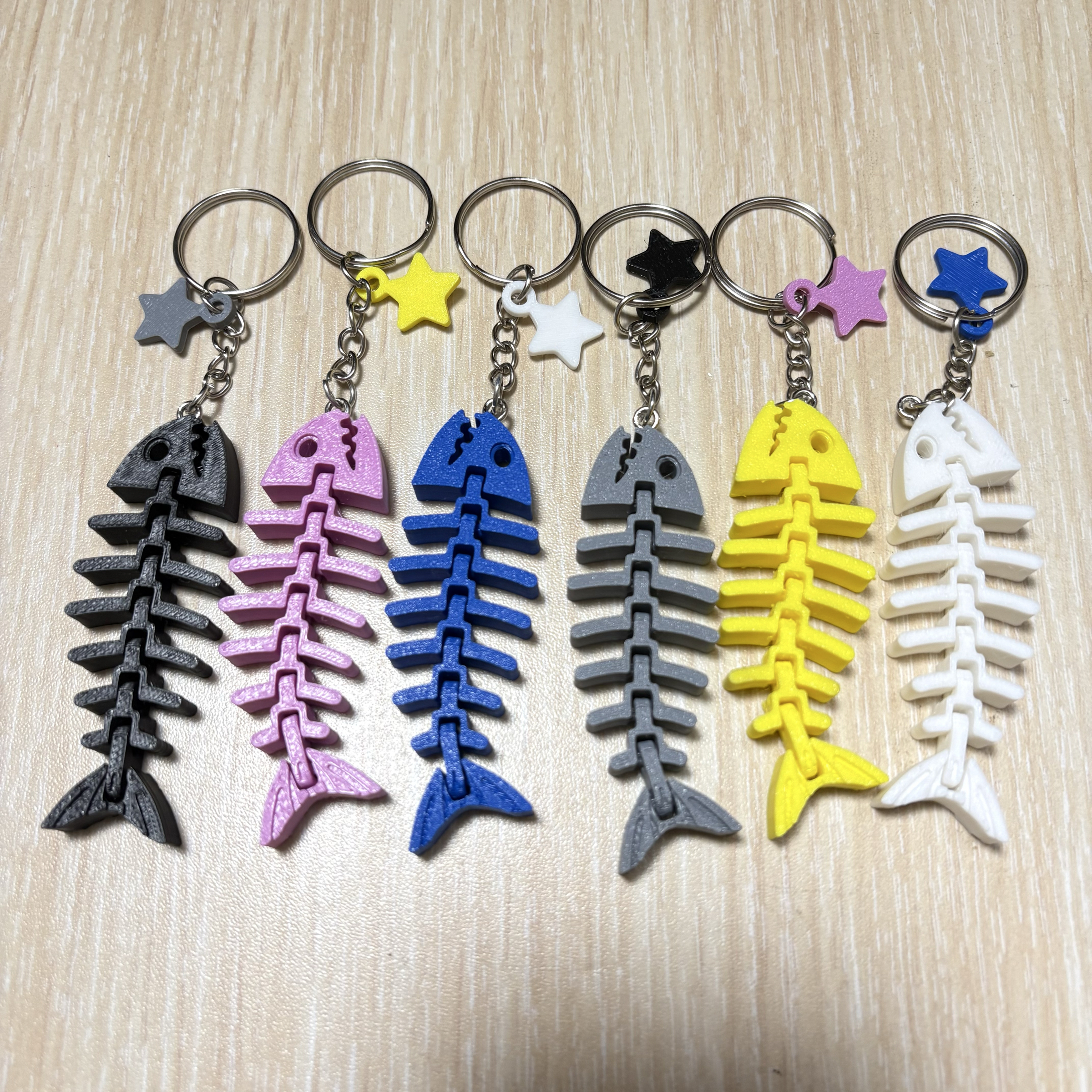 ⭐️星星相印📣買三送一📣3D列印魚骨活動式鑰匙圈/魚骨活動式結構 魚骨鑰匙圈玩具吊飾 魚骨.小魚.吊飾.小禮物.動物