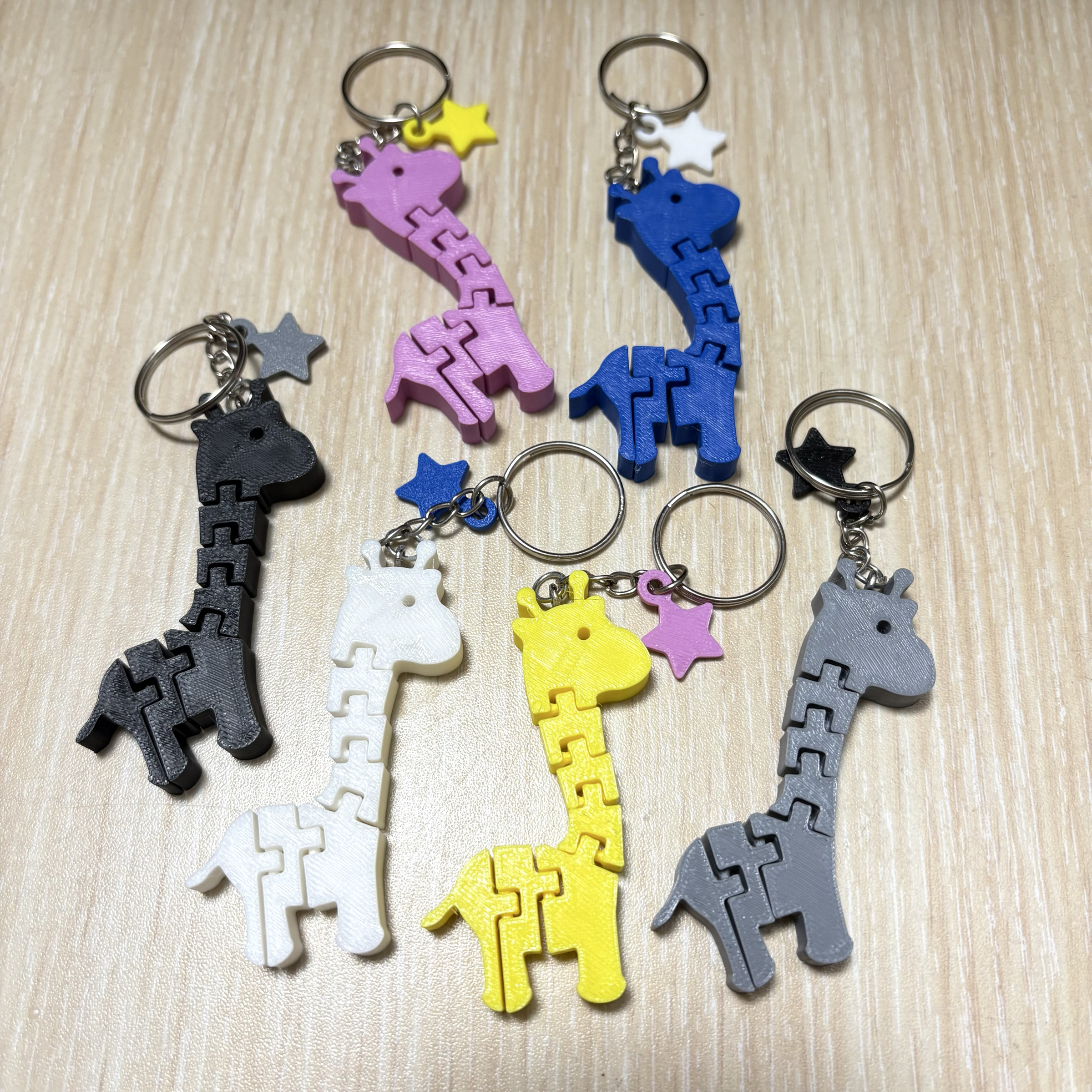 ⭐️星星相印📣買三送一📣3D列印長頸鹿活動式鑰匙圈/長頸鹿活動式結構長頸鹿鑰匙圈玩具吊飾 長頸鹿.吊飾.小禮物.動物