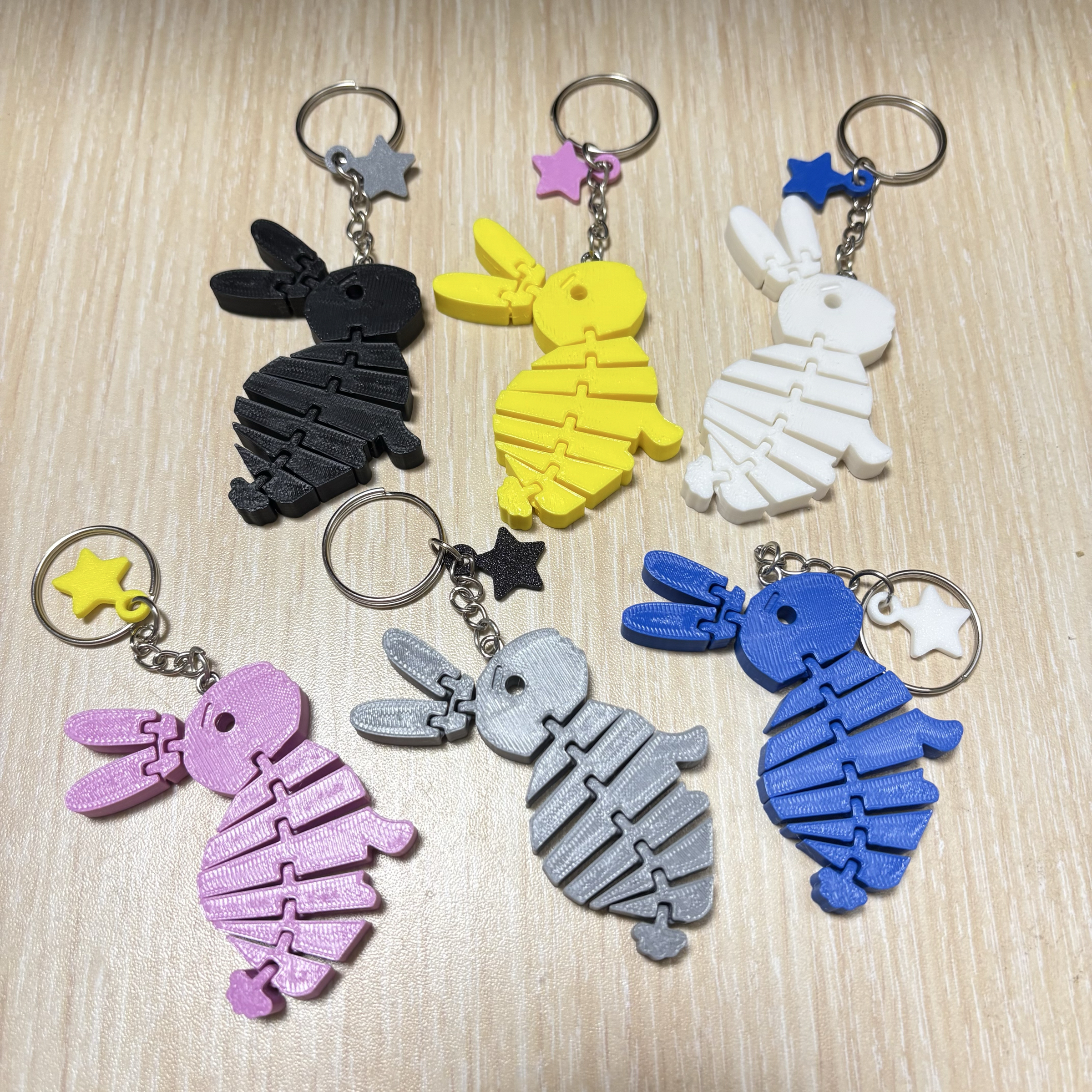 ⭐️星星相印📣買三送一📣3D列印兔子活動式鑰匙圈/兔子活動式結構 兔子鑰匙圈玩具吊飾 兔子.吊飾.小禮物.動物