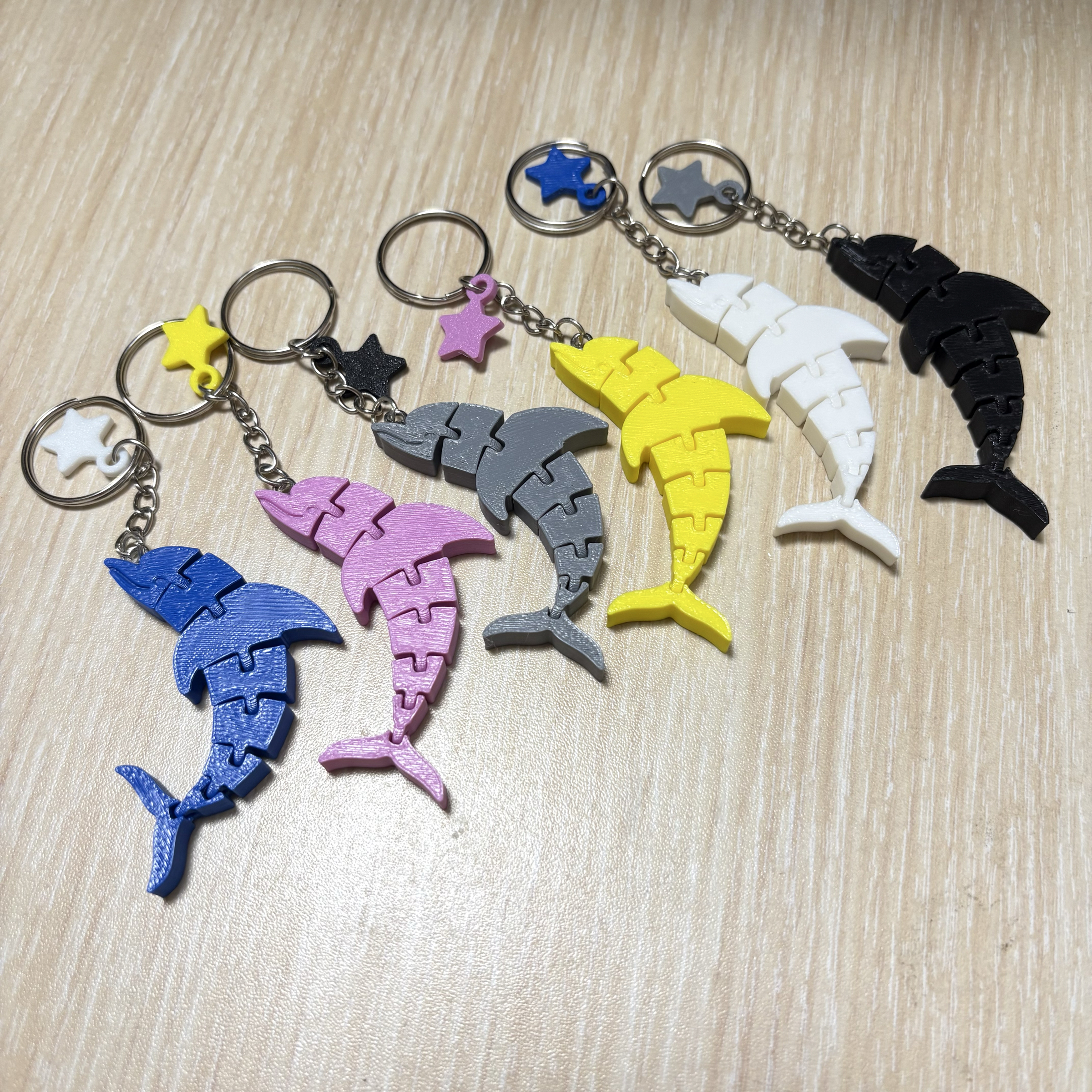 ⭐️星星相印📣買三送一📣3D列印海豚活動式鑰匙圈/海豚活動式結構 海豚鑰匙圈玩具吊飾 海豚.吊飾.小禮物.動物