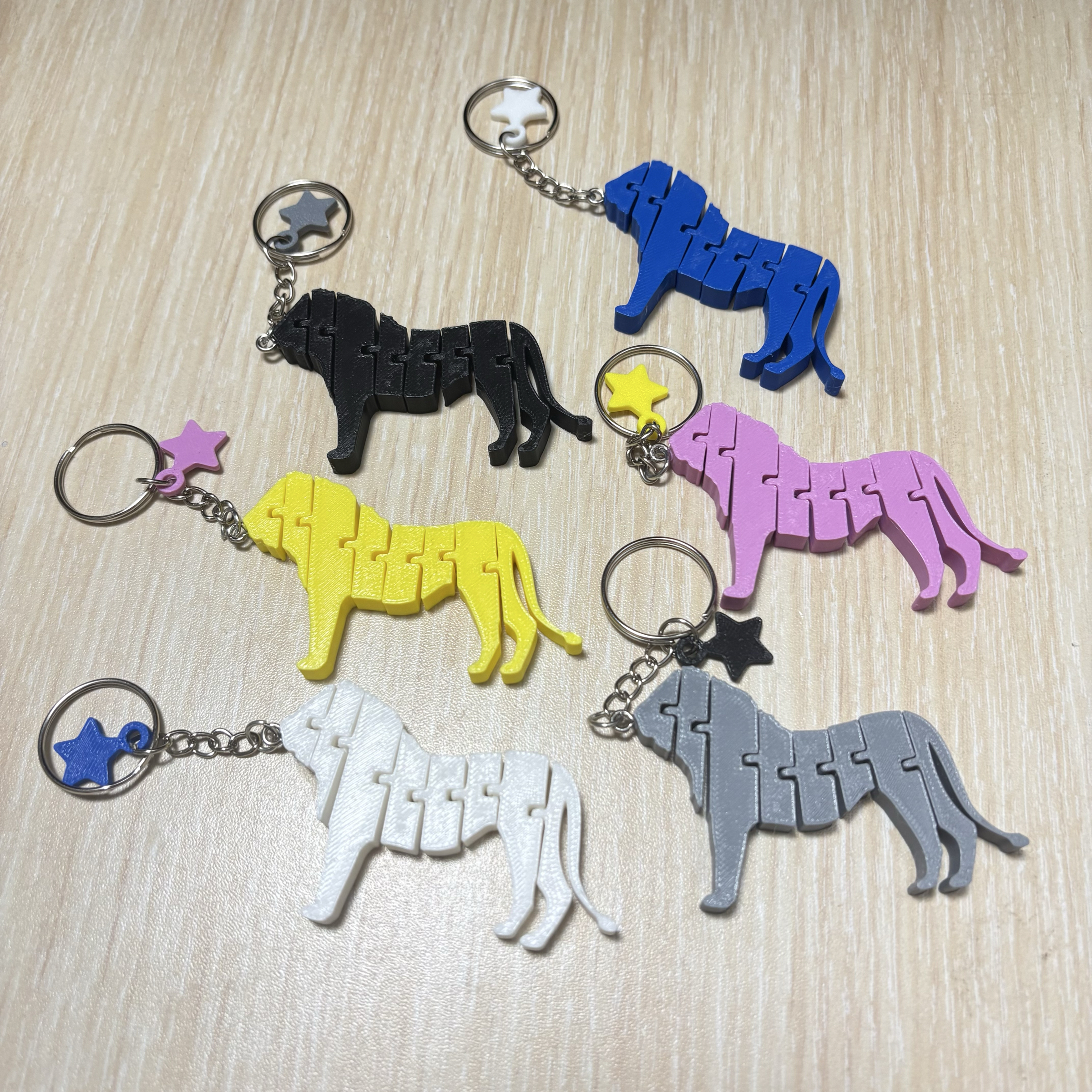 ⭐️星星相印📣買三送一📣3D列印獅子活動式鑰匙圈/獅子活動式結構 獅子鑰匙圈玩具吊飾 獅子剪影.吊飾.小禮物.動物