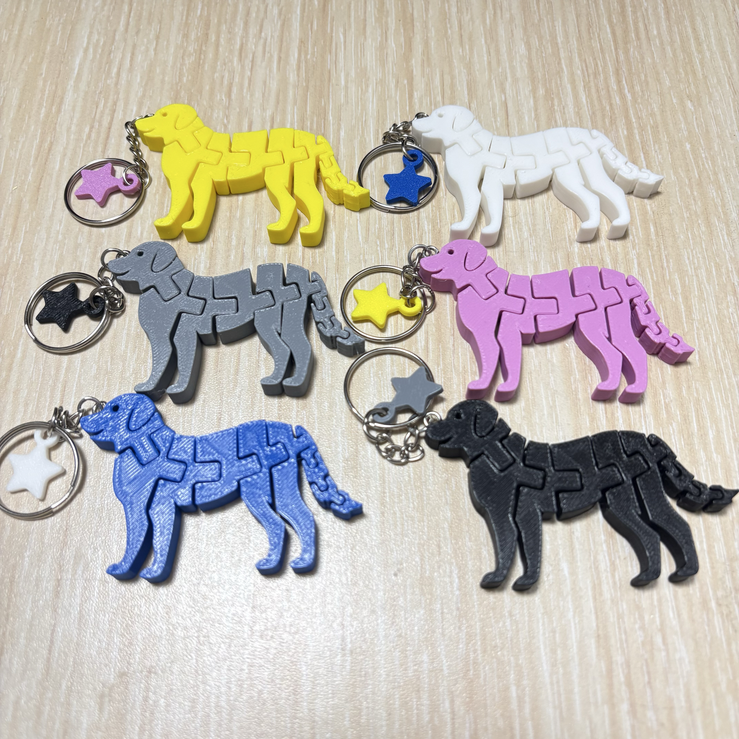 ⭐️星星相印📣買三送一📣3D列印小狗活動式鑰匙圈/狗狗活動式結構 拉布拉多鑰匙圈吊飾狗狗.黃金獵犬.吊飾.小禮物