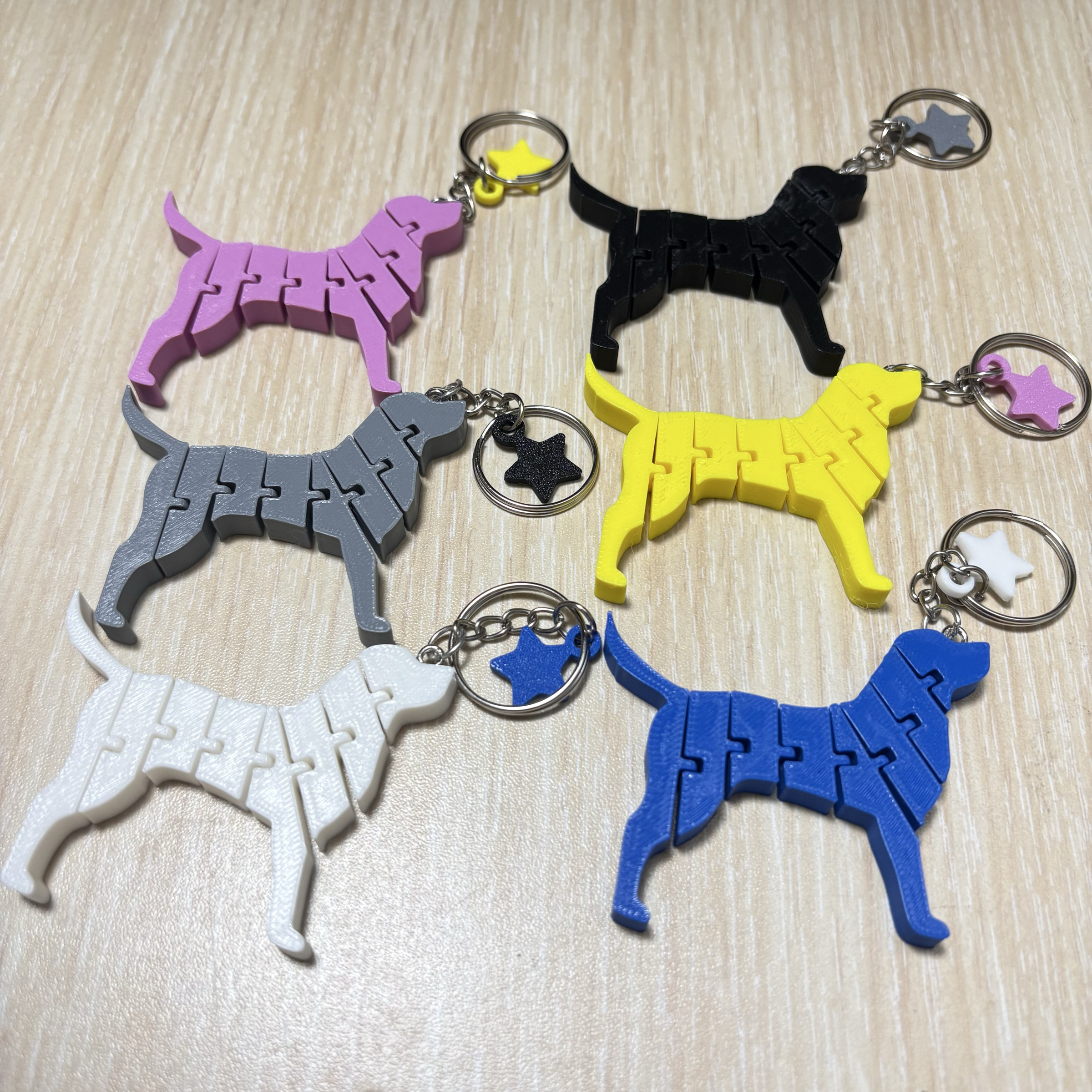 ⭐️星星相印📣買三送一📣3D列印小狗剪影活動式鑰匙圈/狗狗活動式結構 毛小孩鑰匙圈玩具吊飾 狗狗.吊飾.小禮物.動物