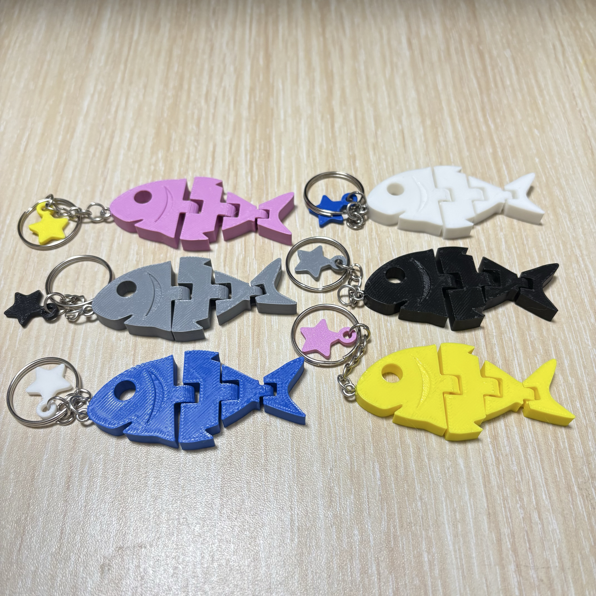 ⭐️星星相印📣買三送一📣3D列印熱帶魚活動式鑰匙圈/熱帶魚活動式結構玩具 小魚鑰匙圈玩具吊飾 魚.吊飾.小禮物.動物