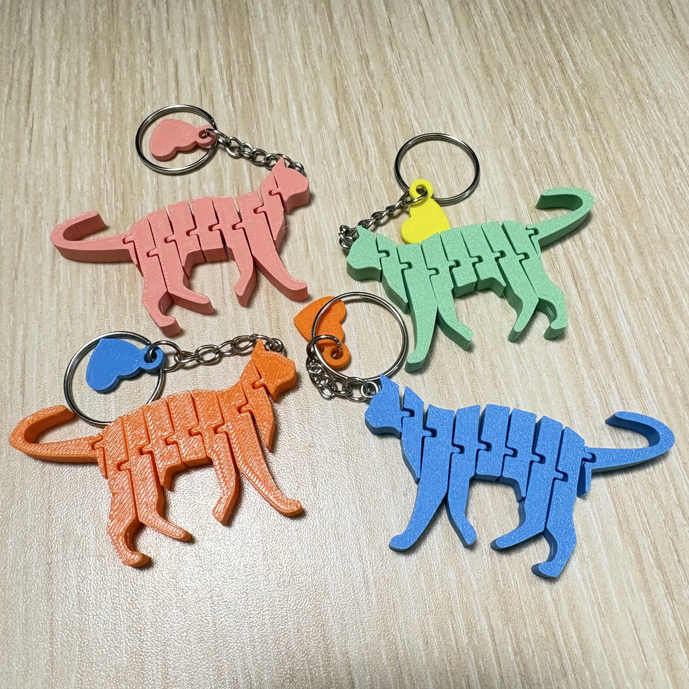 📣買三送一📣3D列印貓咪活動式鑰匙圈/貓咪活動式結構 貓咪鑰匙圈玩具吊飾 貓咪剪影.吊飾.小禮物.動物