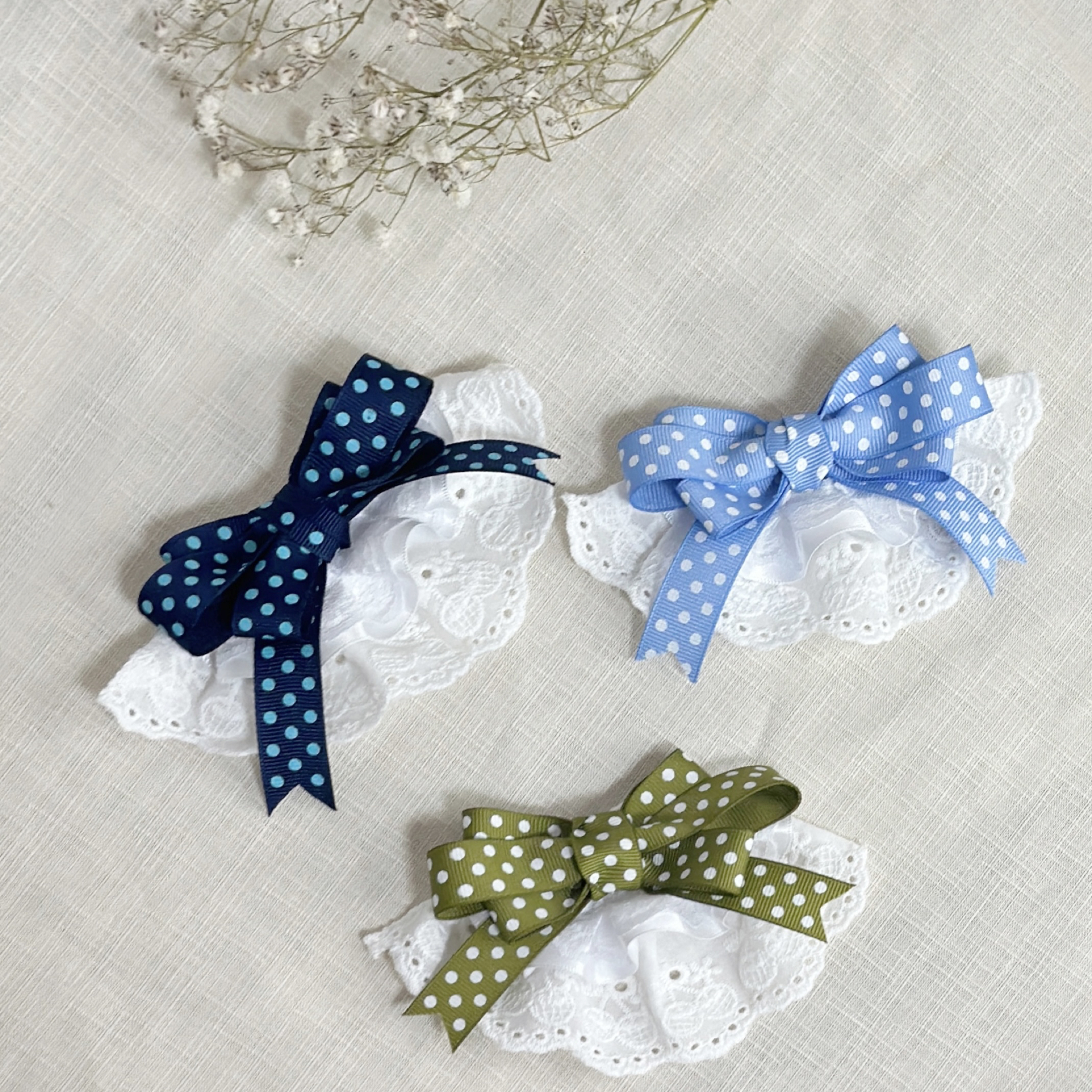 手作蝴蝶結蕾絲髮夾