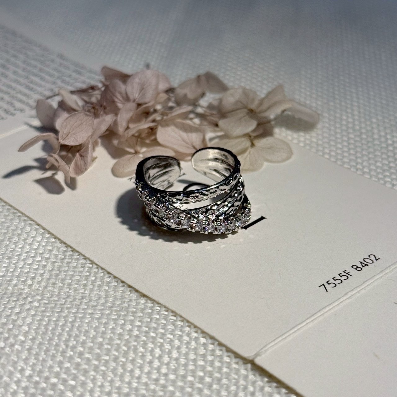 💍高級感雙層碎鑽戒指｜可調式開口戒｜氣質百搭