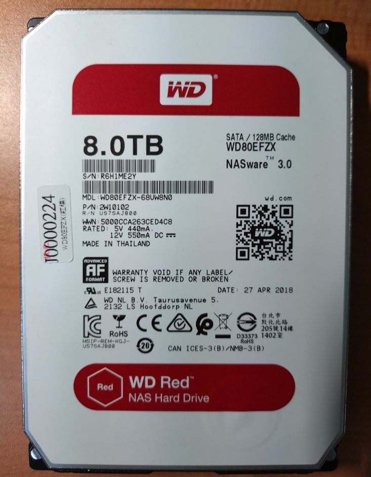1.WD 3.5吋 5400轉 8TB NAS硬碟