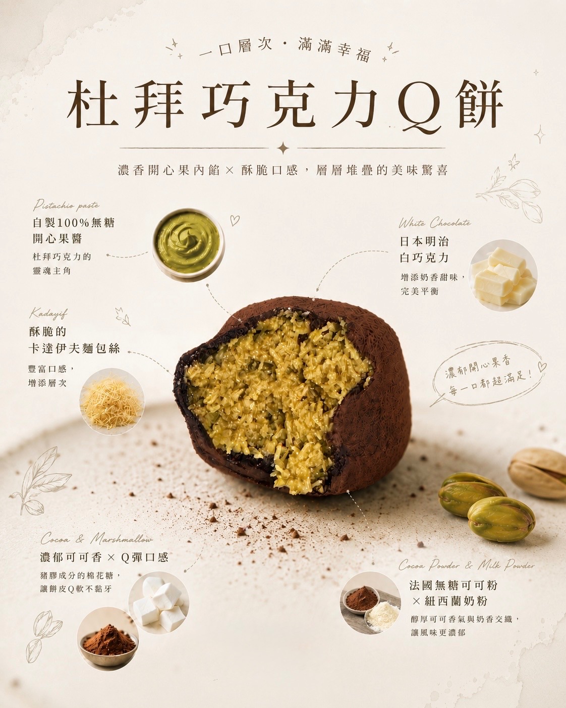 杜拜巧克力Q餅-輕享款-單顆裝*4顆