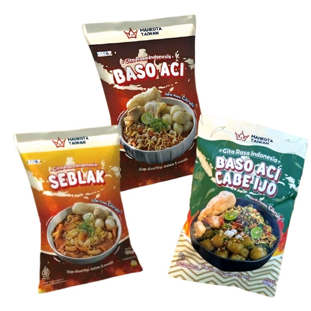 印尼 MAHKOTA TAIWAN Seblak/Bakso Aci 辣味菜色樹薯片、經典辣味/青辣椒醬素丸子