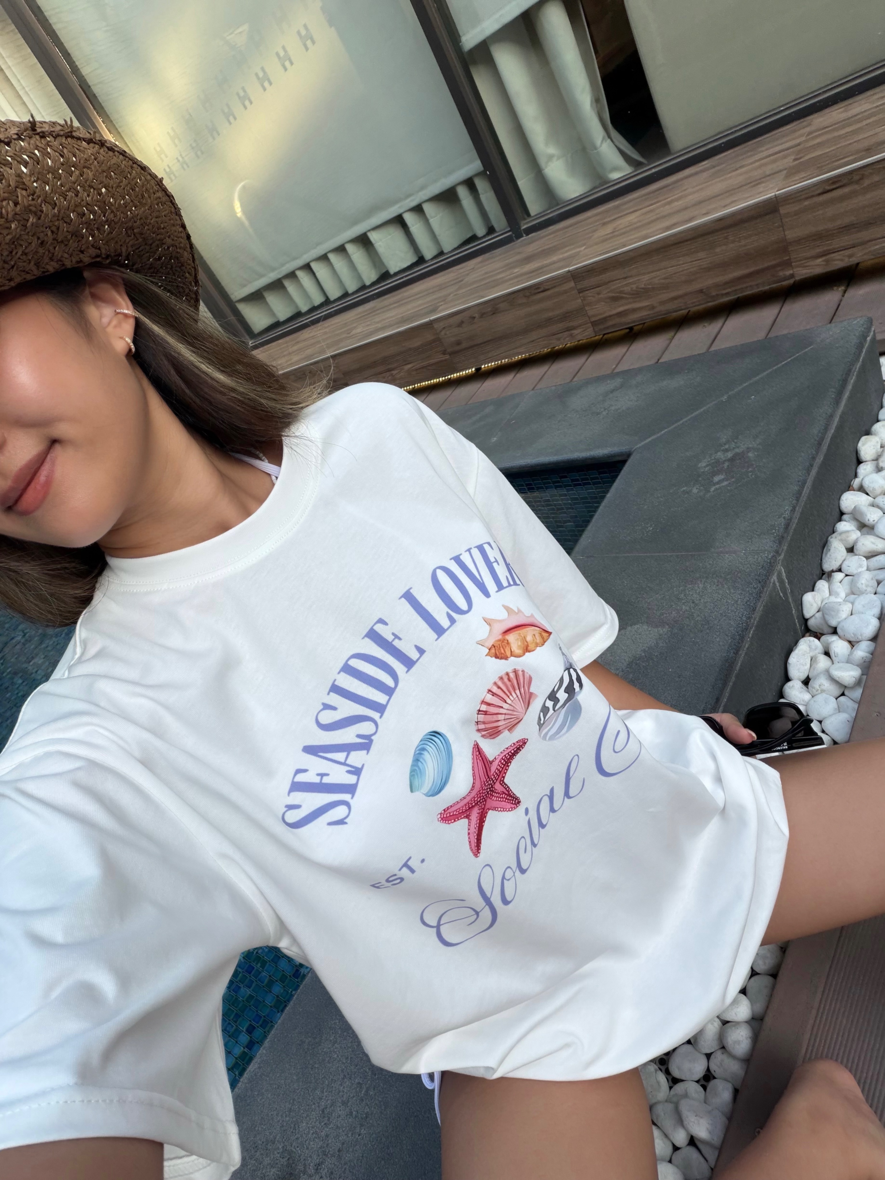 Seaside lovers🐚⭐️ 貝殼印花短袖 oversize 度假感上衣