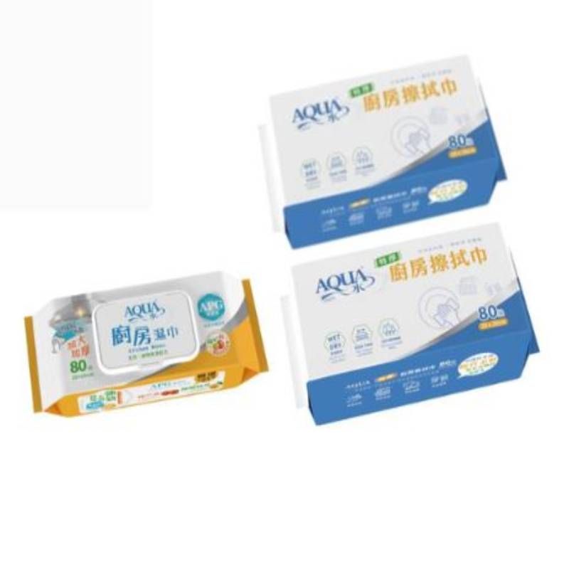 【AQUA水】廚房清潔救星：AQUA水 廚房雙寶組團購組（廚房擦拭巾2包+廚房濕巾1包）