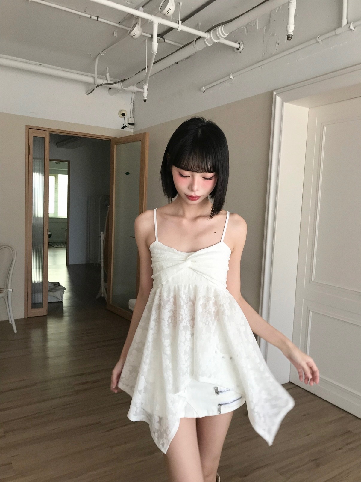 𝑷𝒐𝒏𝒚𝒐 戀愛濾鏡 小花扭結不規則上衣
