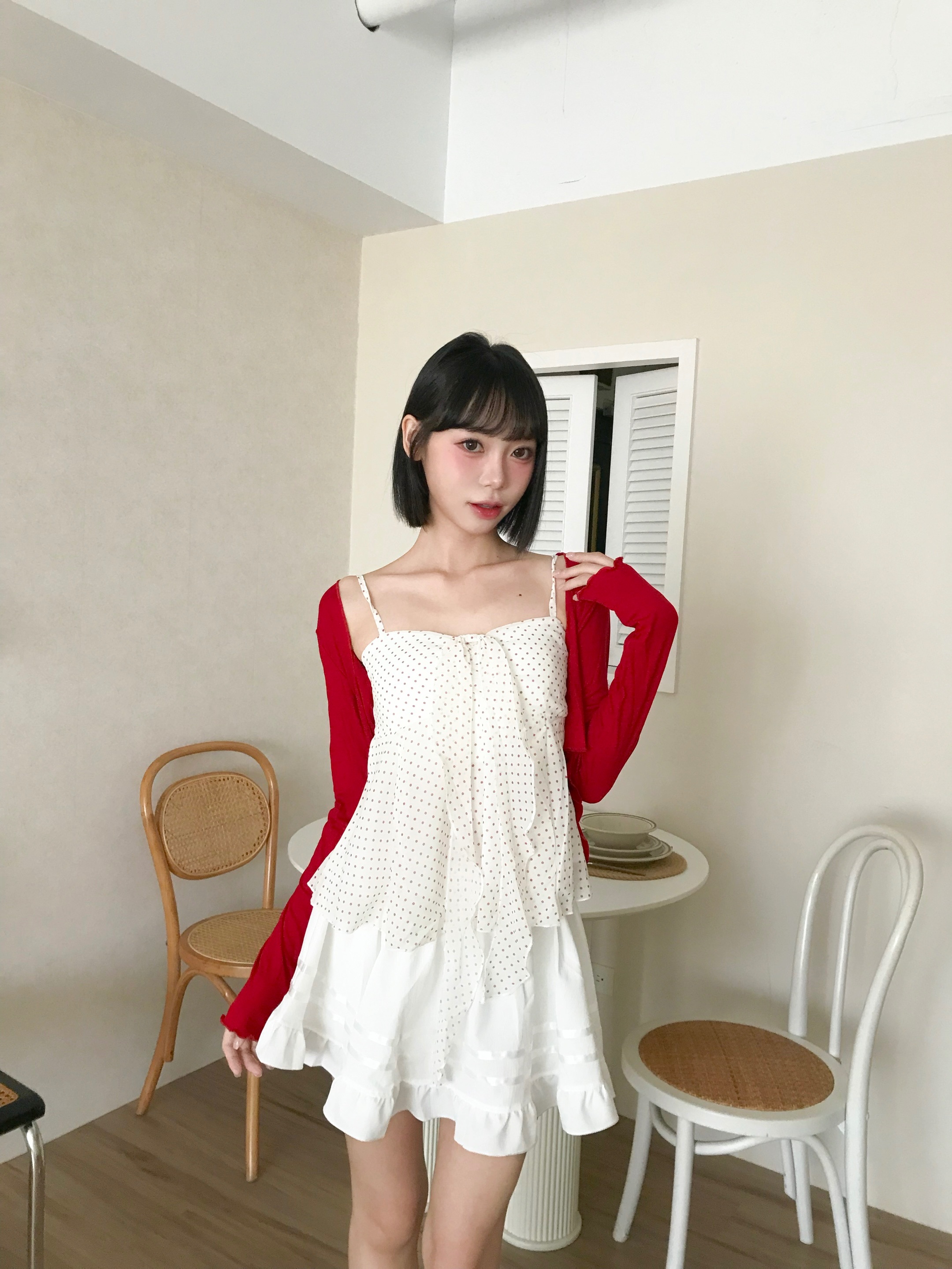 𝑷𝒐𝒏𝒚𝒐 女主穿搭 波點綁繩三件套裝