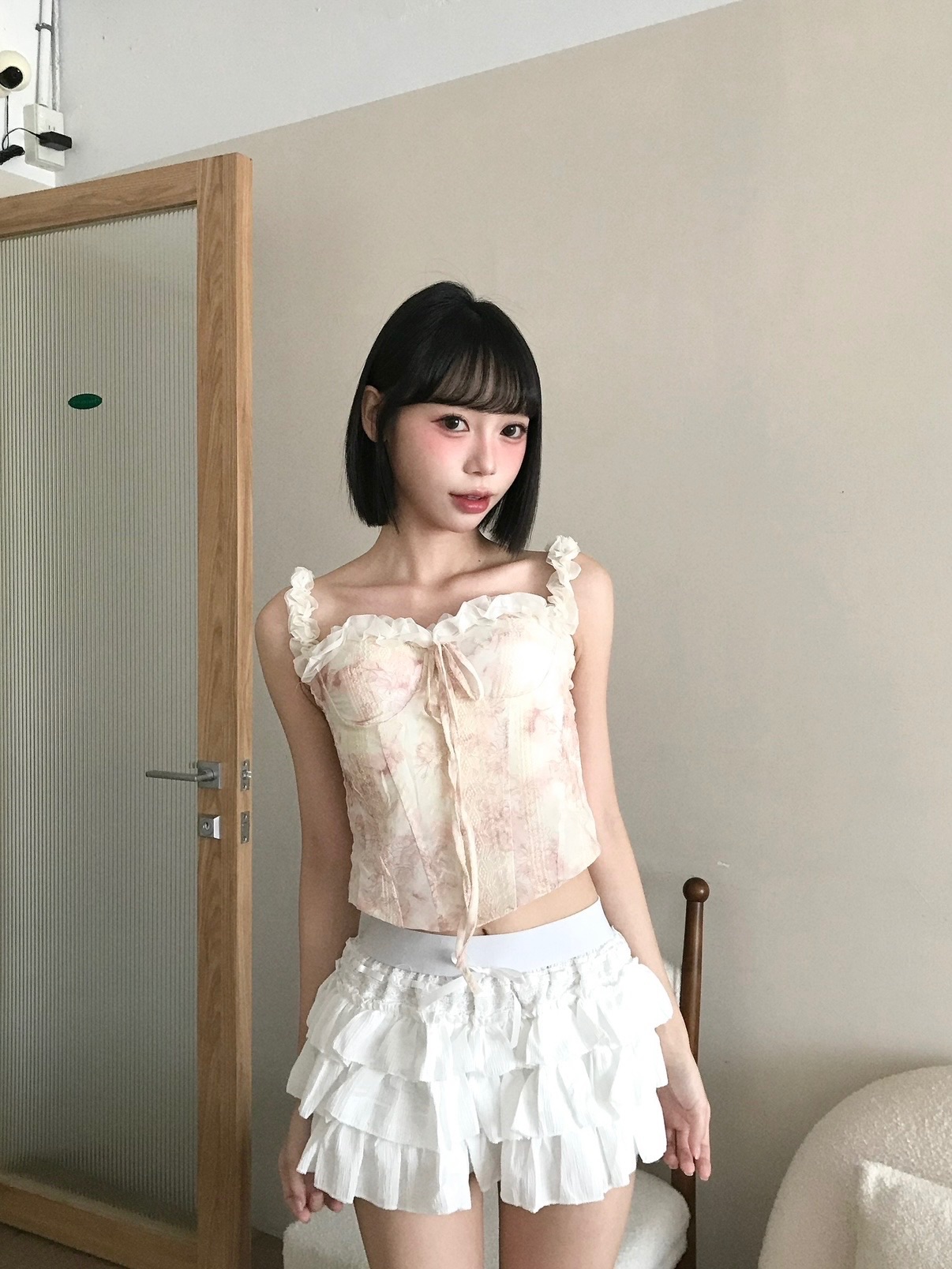 𝑷𝒐𝒏𝒚𝒐 初戀白紗⋆˚ʚɞ花邊一字渲染魚骨衣