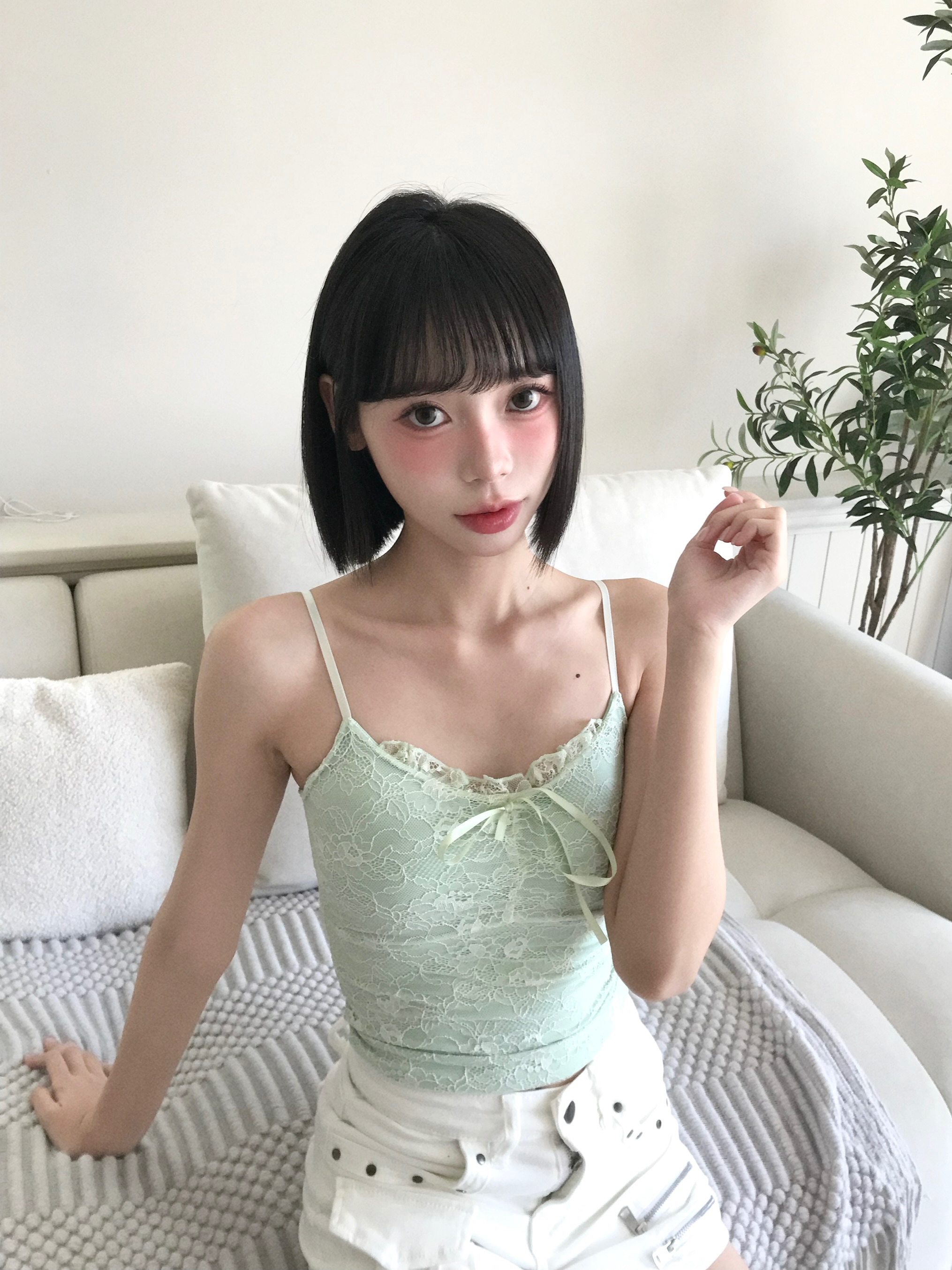 𝑷𝒐𝒏𝒚𝒐 帶胸墊!! 奶霜甜心蕾絲綁帶背心（2千🈵額贈同款）