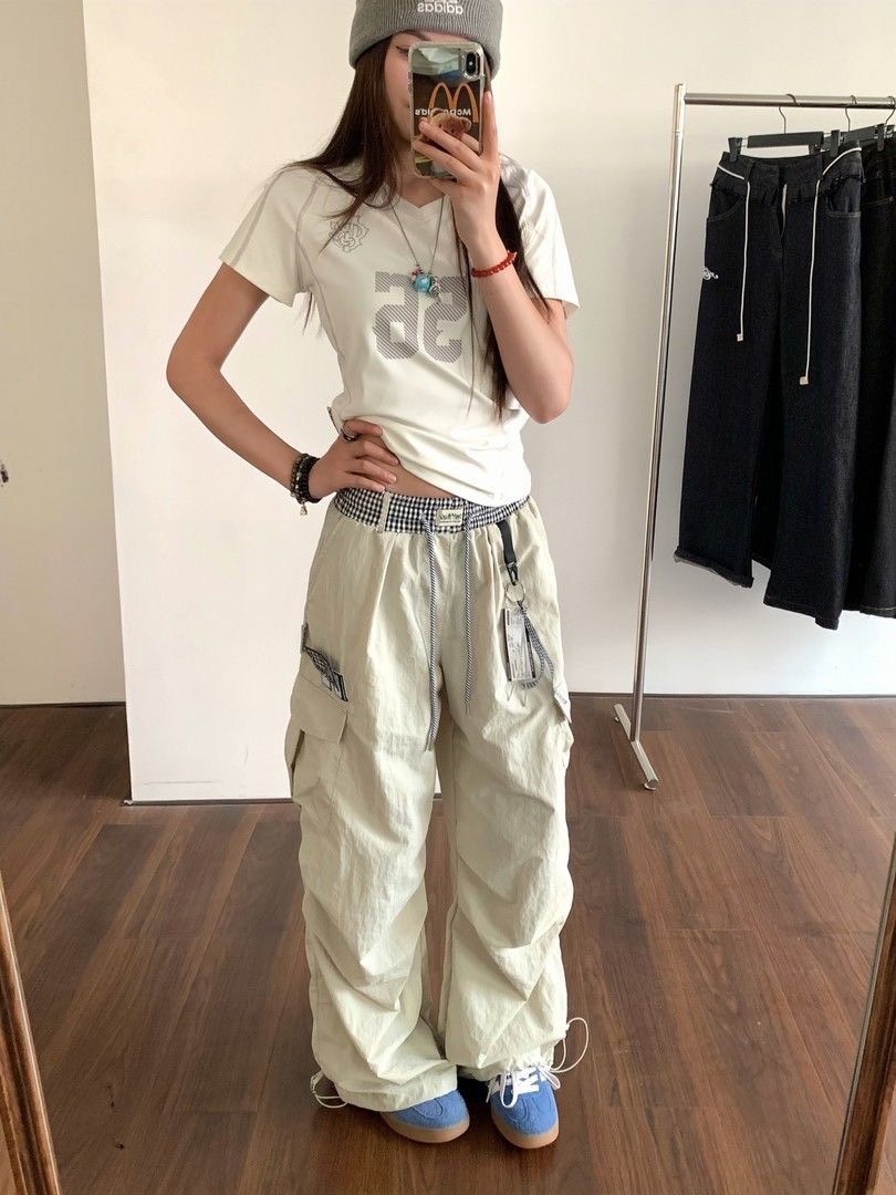 兩色꒰美式機能格紋特別褲頭休閒套裝꒱