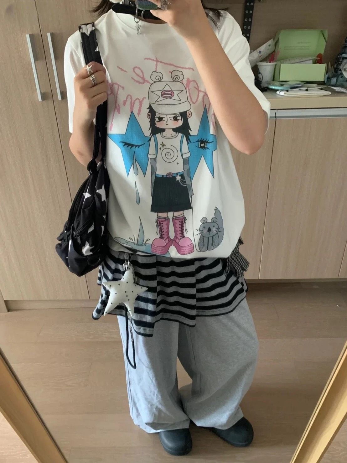 ꒰韓系貓和少女寬鬆純棉上衣꒱