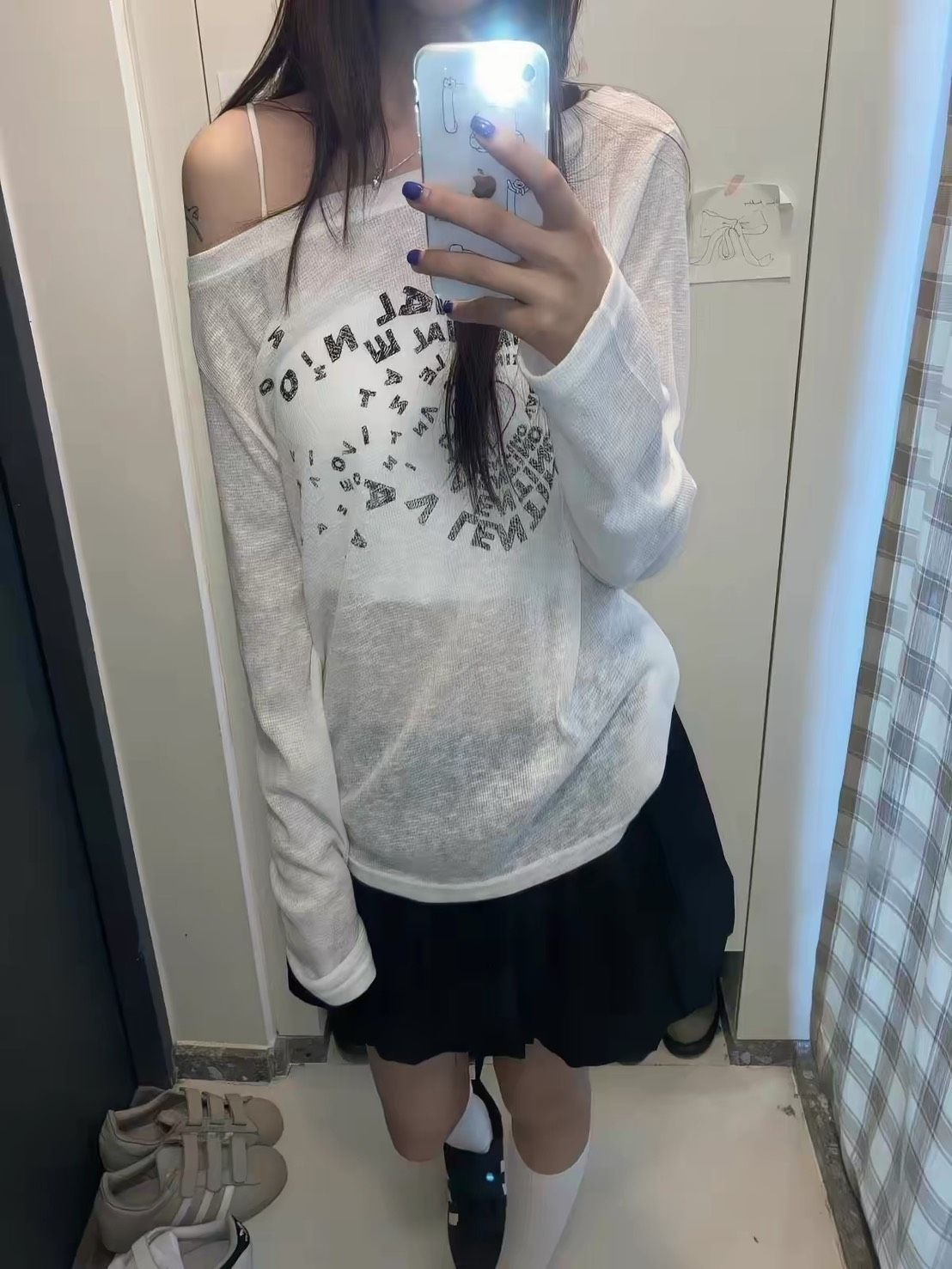 ꒰韓系露肩印花防曬罩衫꒱