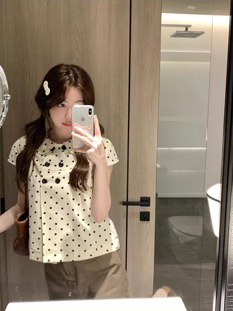 ꒰韓系波點娃娃領甜美襯衫꒱