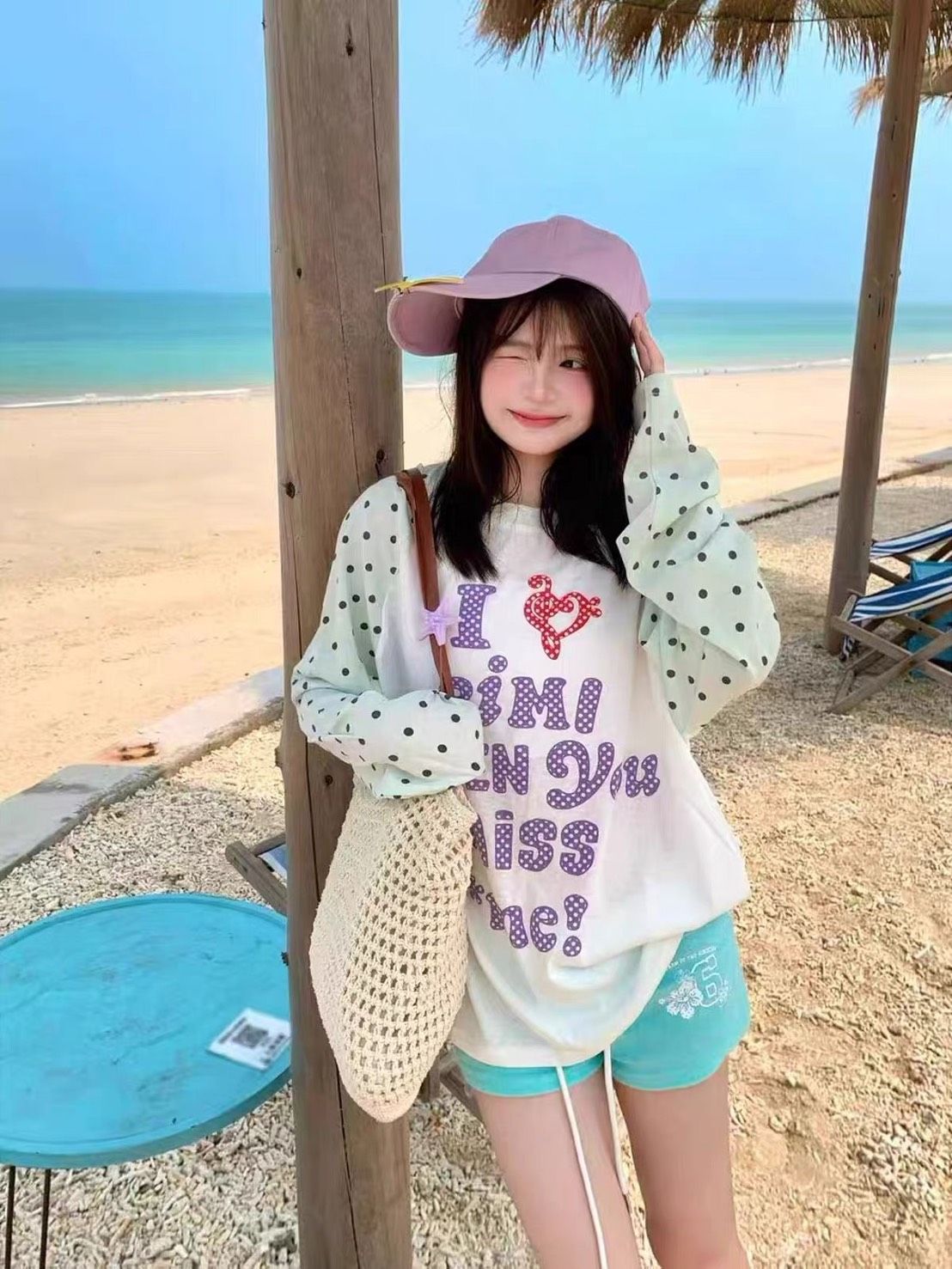 ꒰韓系波點字母夏日純棉罩衫長袖꒱