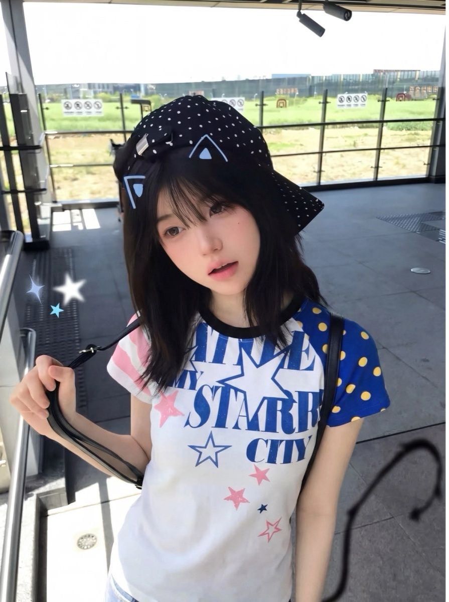 兩色꒰美式星星波點修身純棉上衣꒱