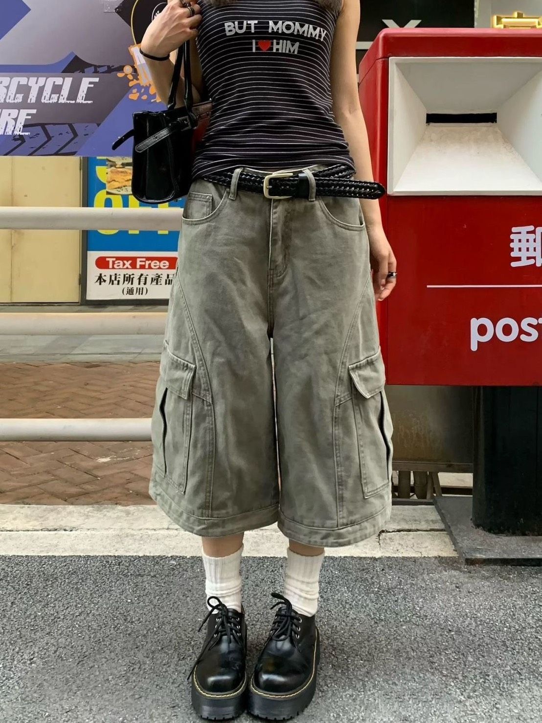 ꒰美式街頭大口袋工裝七分褲꒱